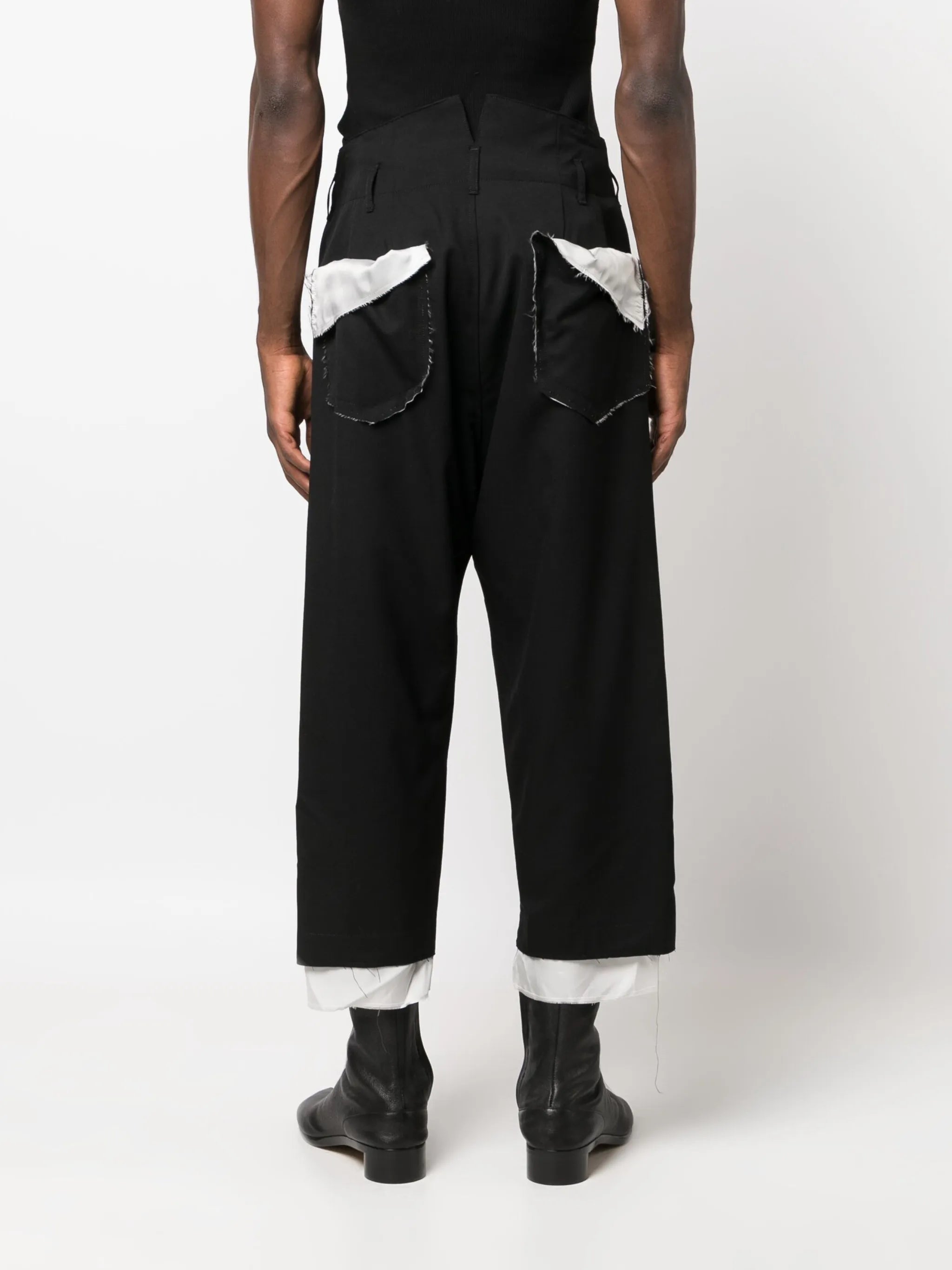 layered box-pleat cropped trousers
