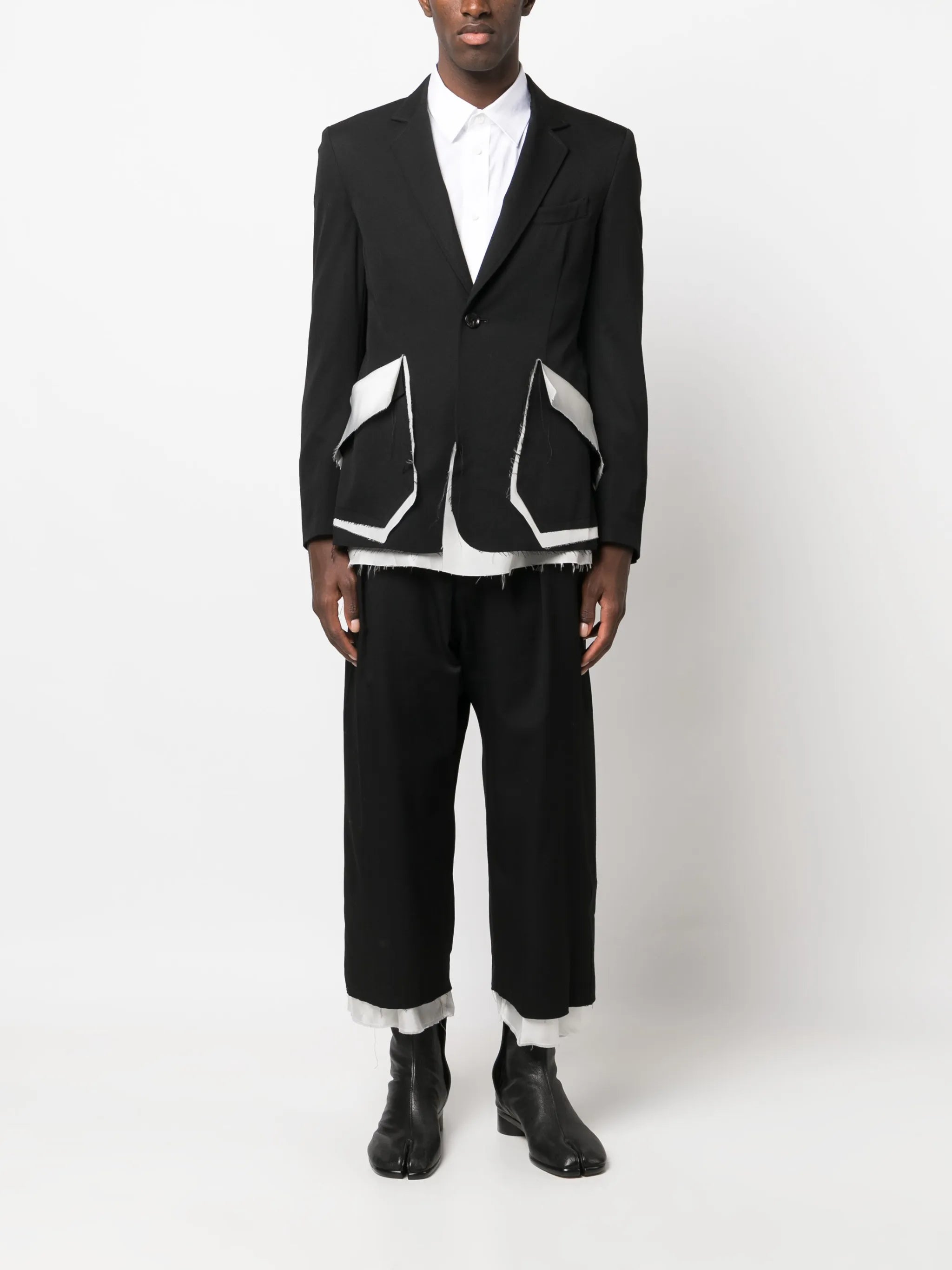 layered box-pleat cropped trousers