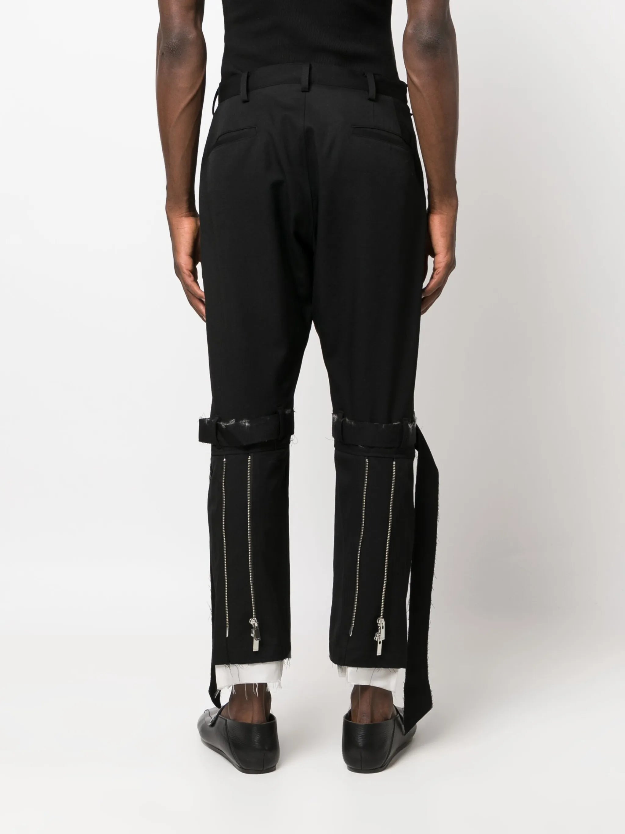 tied-detail layered wool trousers