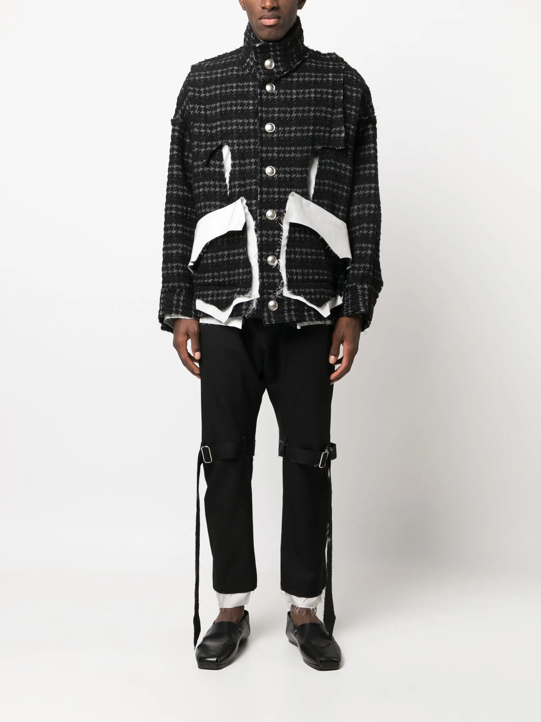 tied-detail layered wool trousers
