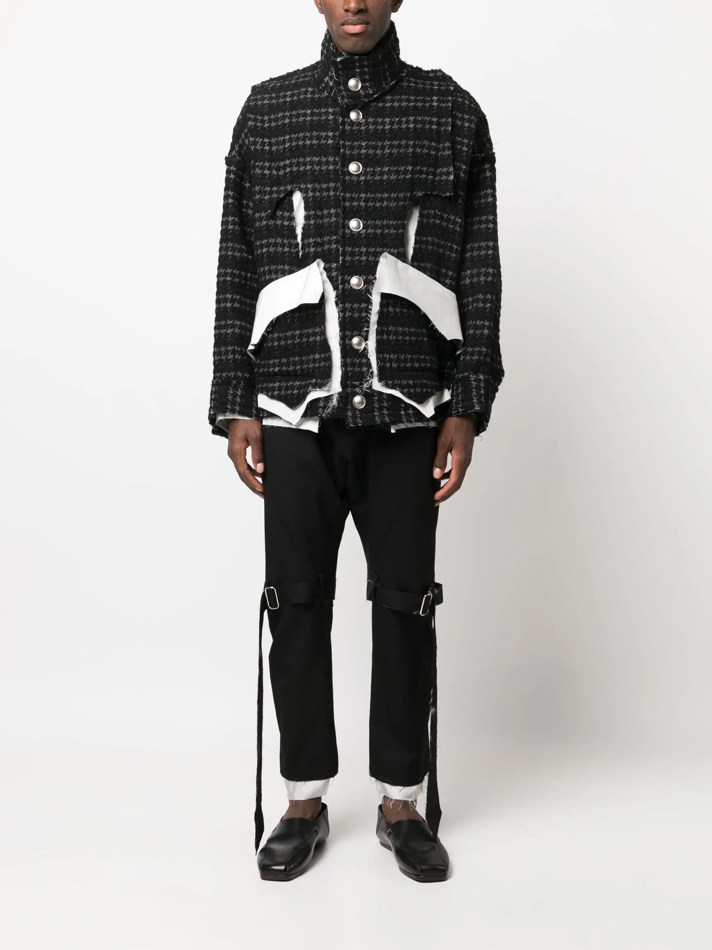 tied-detail layered wool trousers