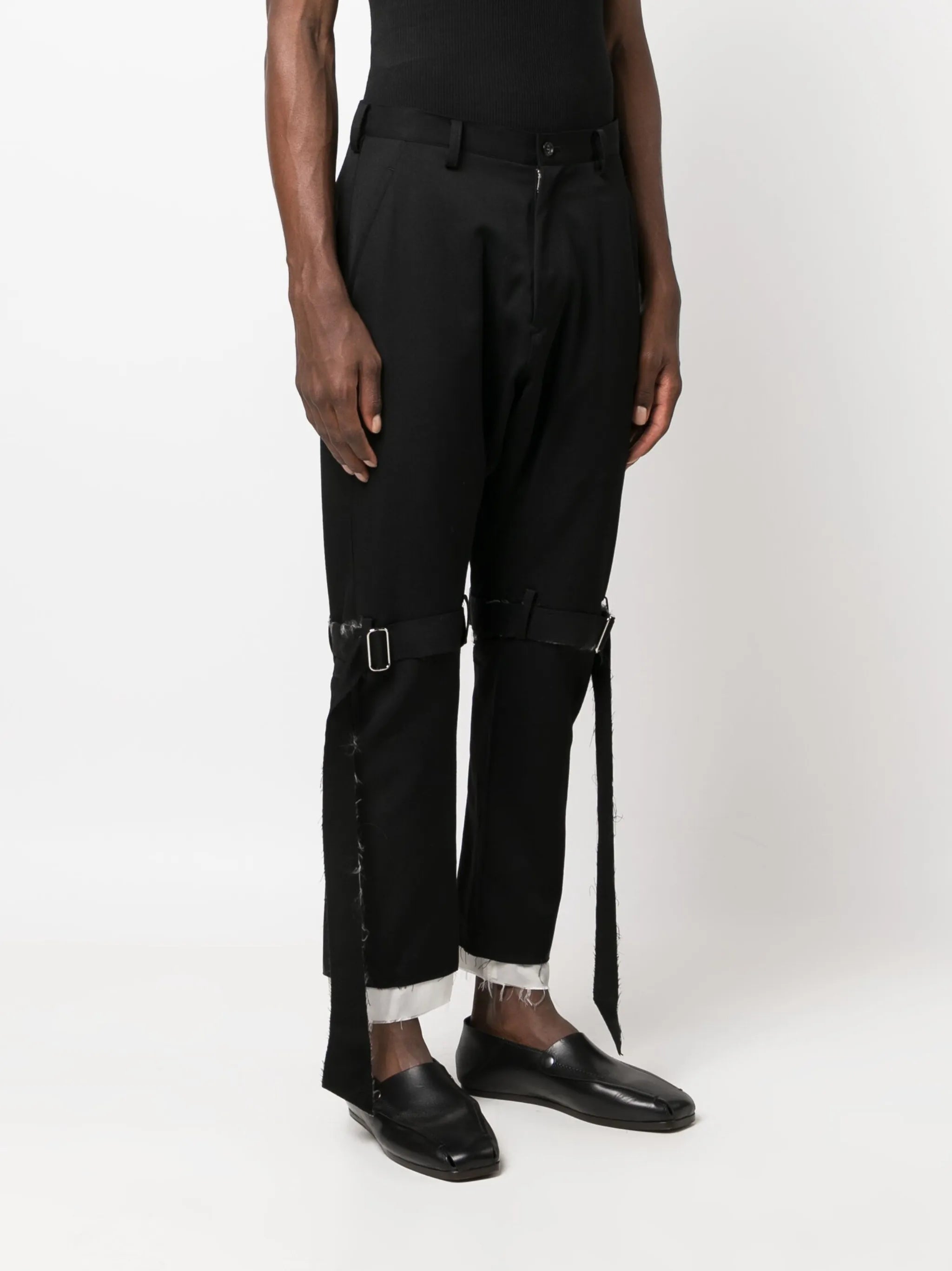 tied-detail layered wool trousers