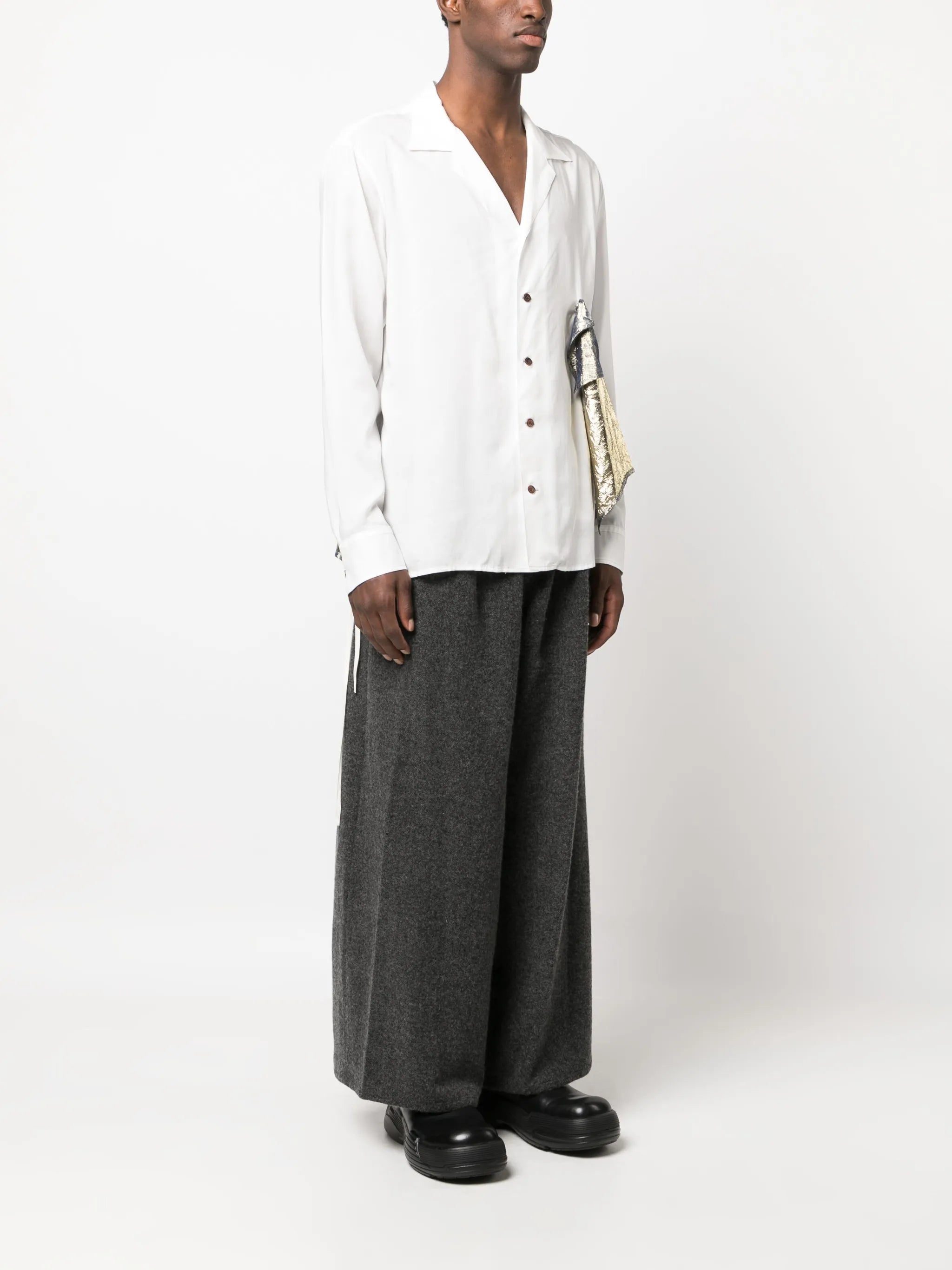 draped-design long-sleeve shirt