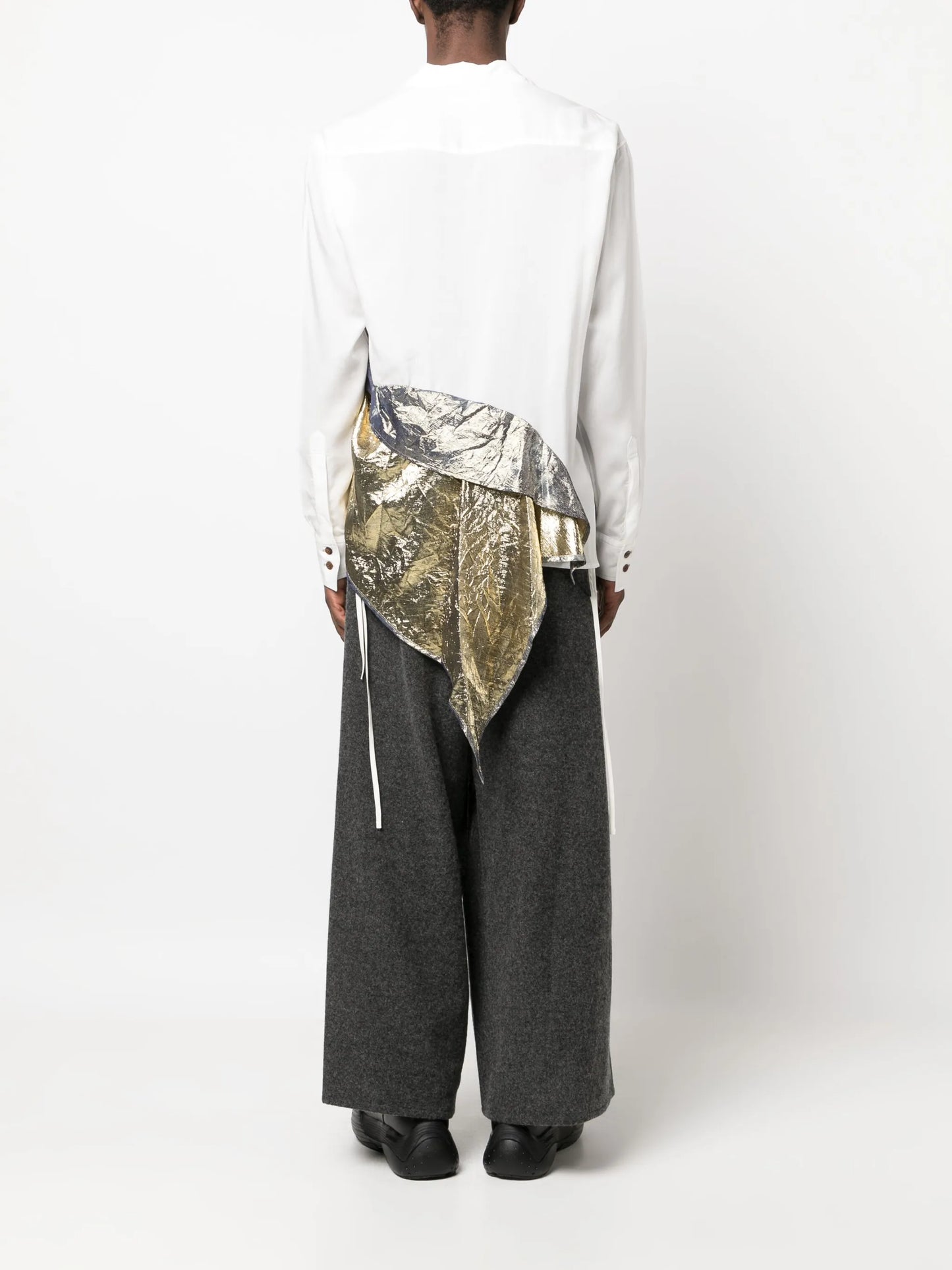 draped-design long-sleeve shirt
