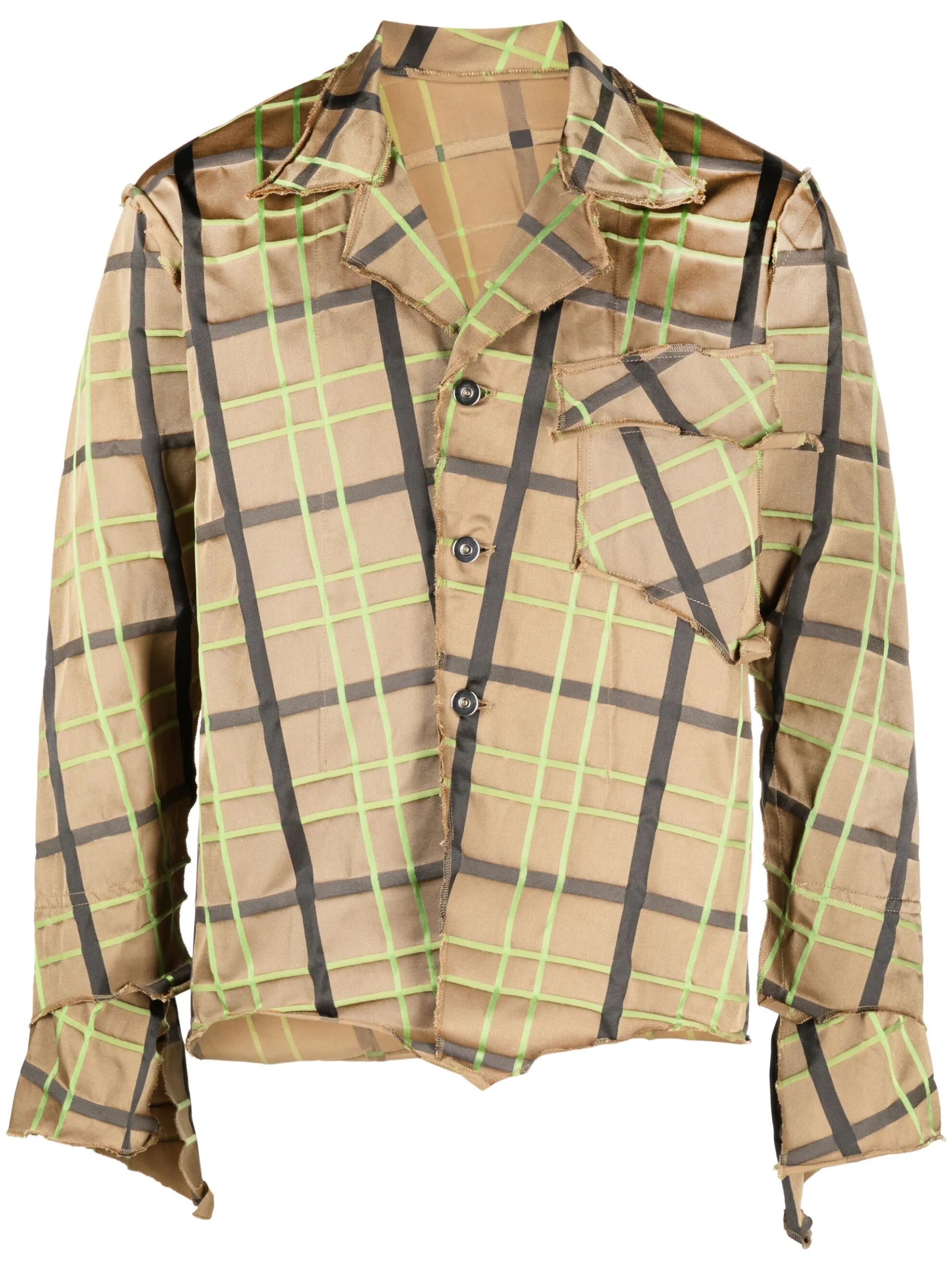 plaid-check asymmetric shirt