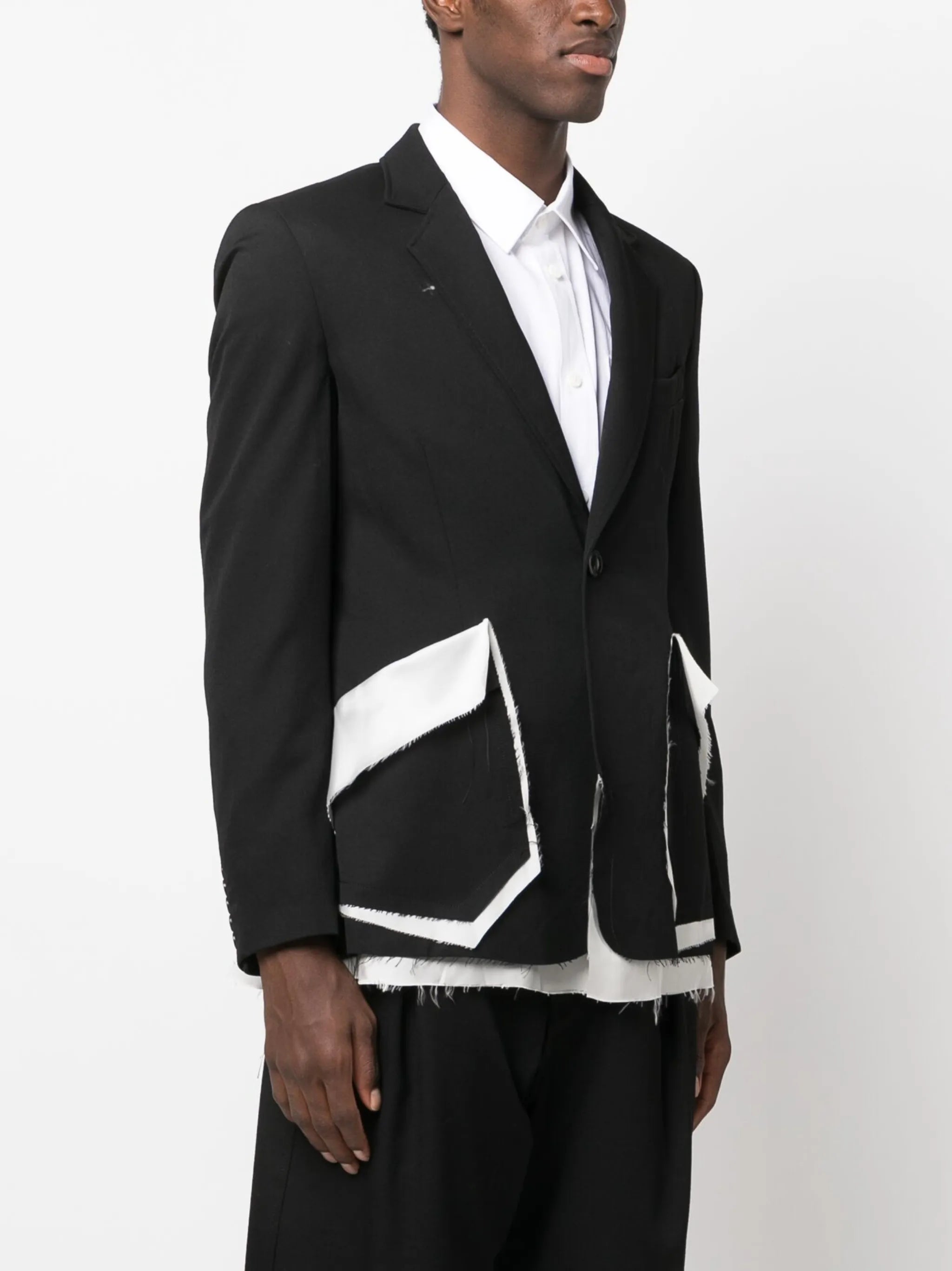 layered single-breasted wool blazer