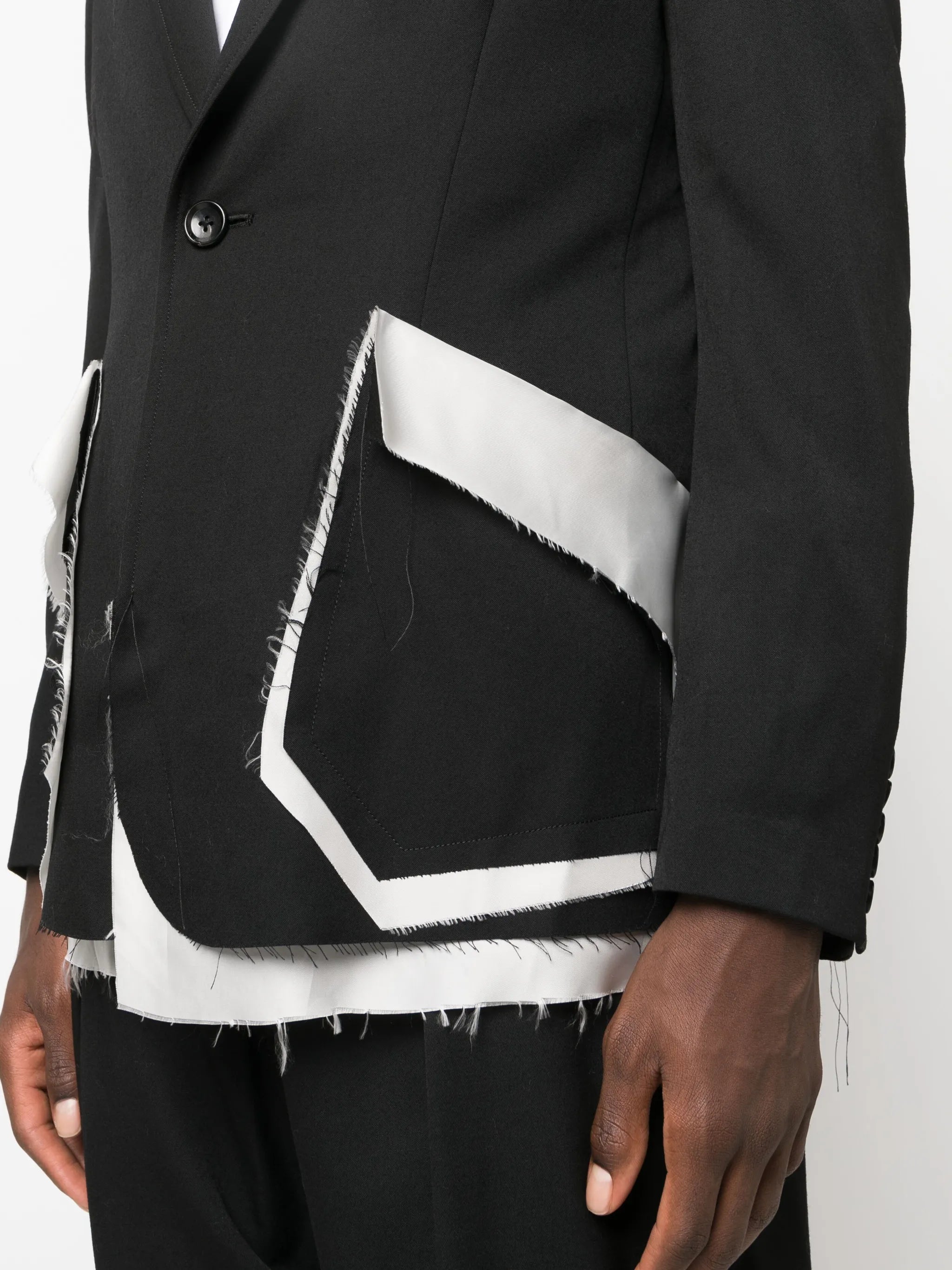 layered single-breasted wool blazer