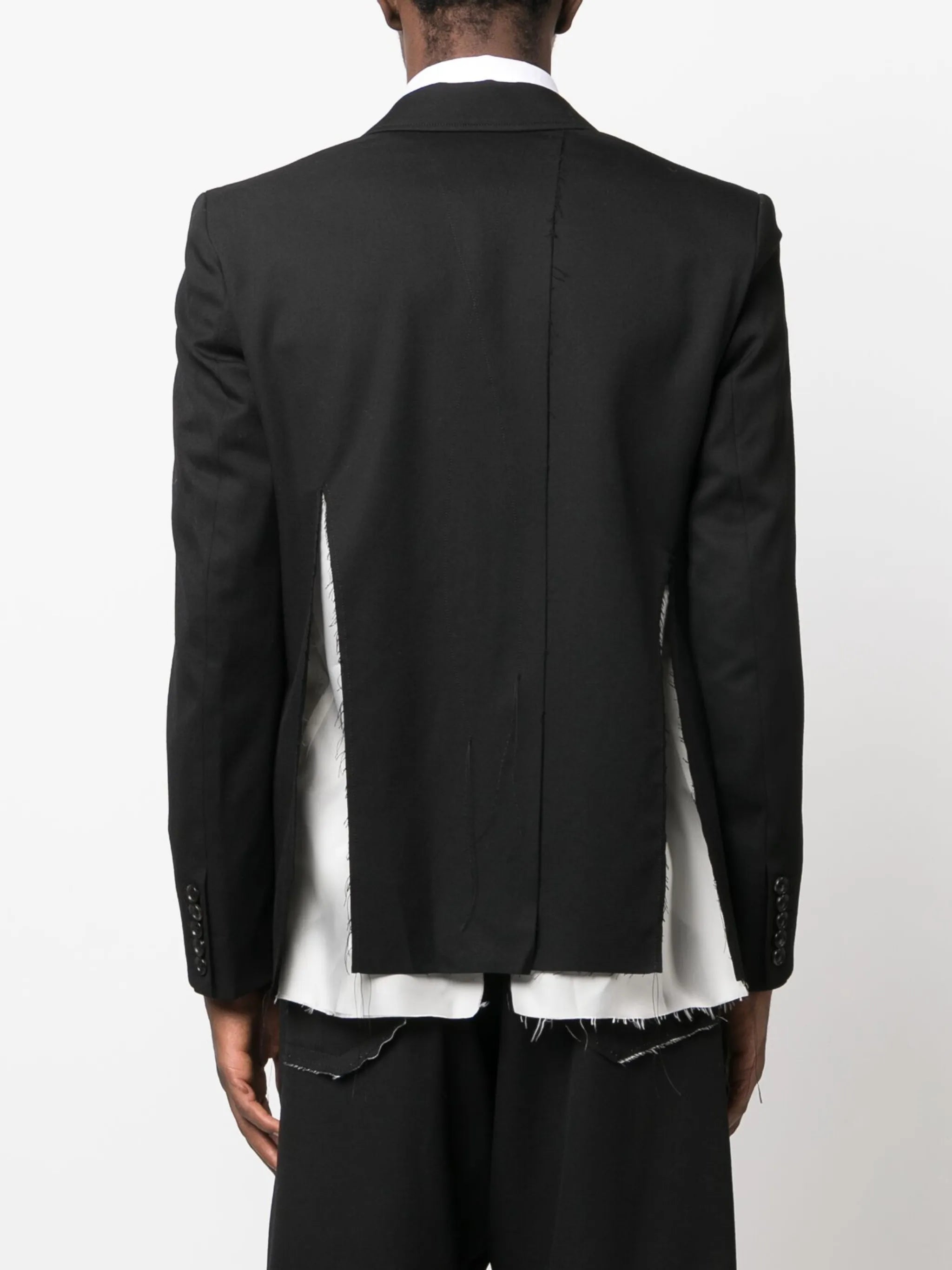 layered single-breasted wool blazer