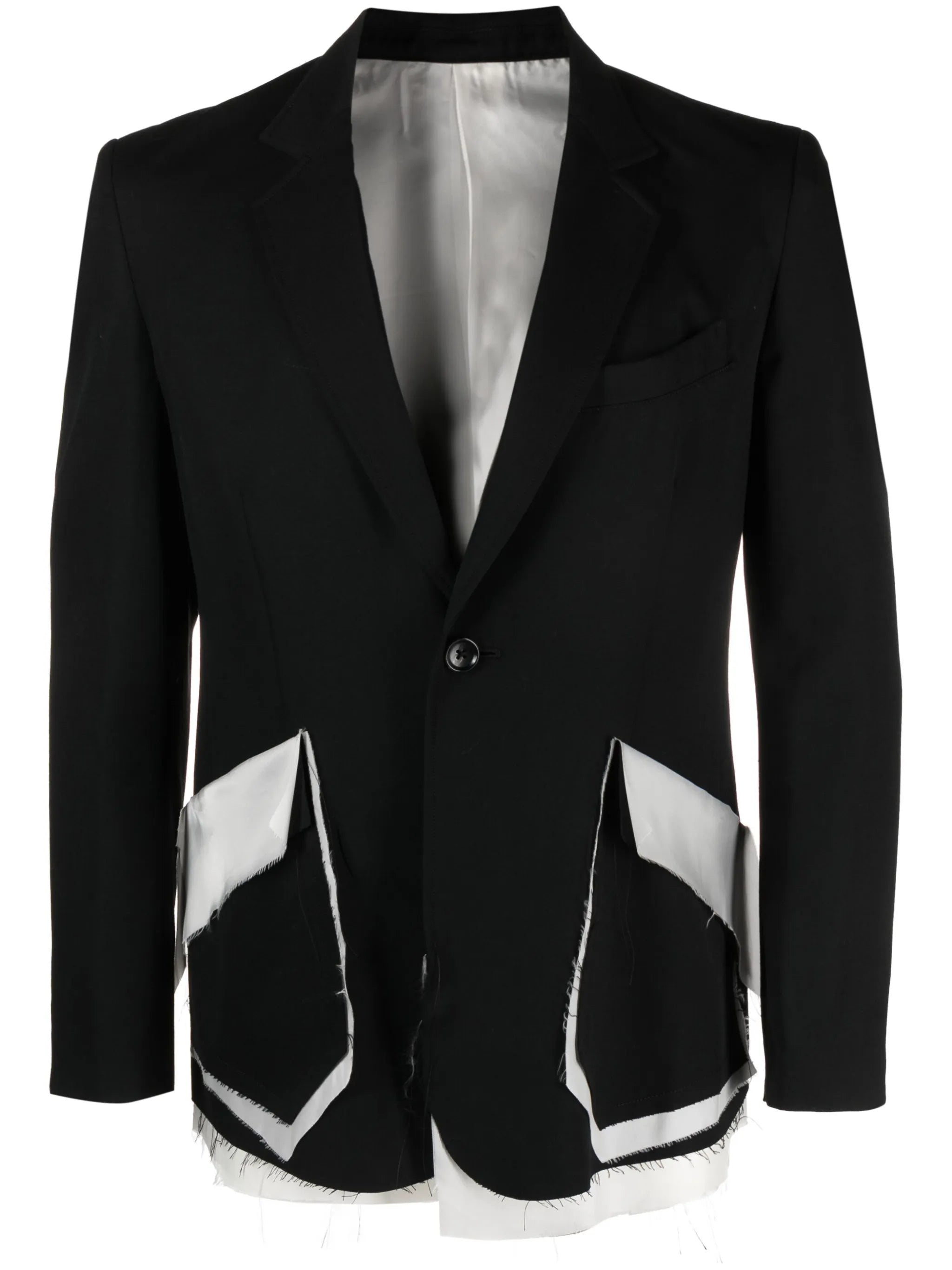 layered single-breasted wool blazer