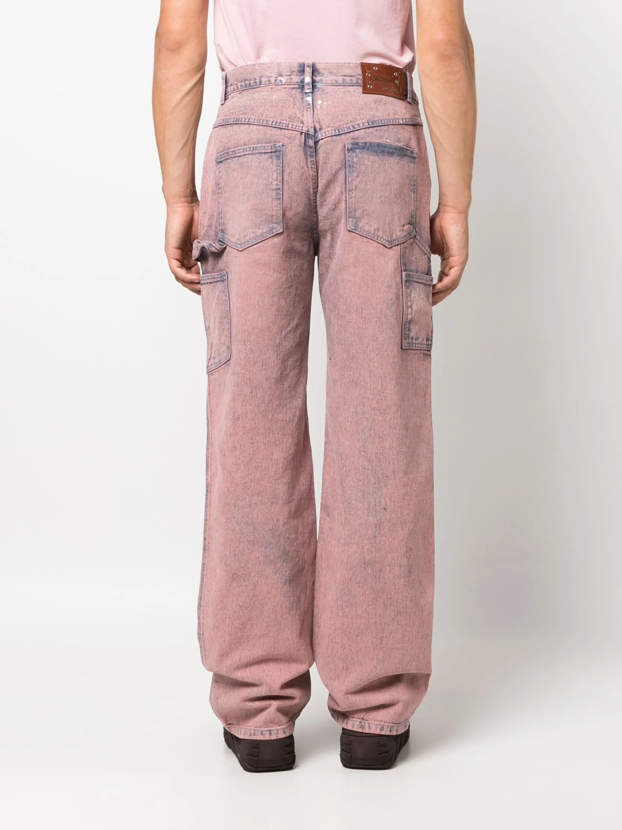 patchwork mid-rise wide-leg jeans