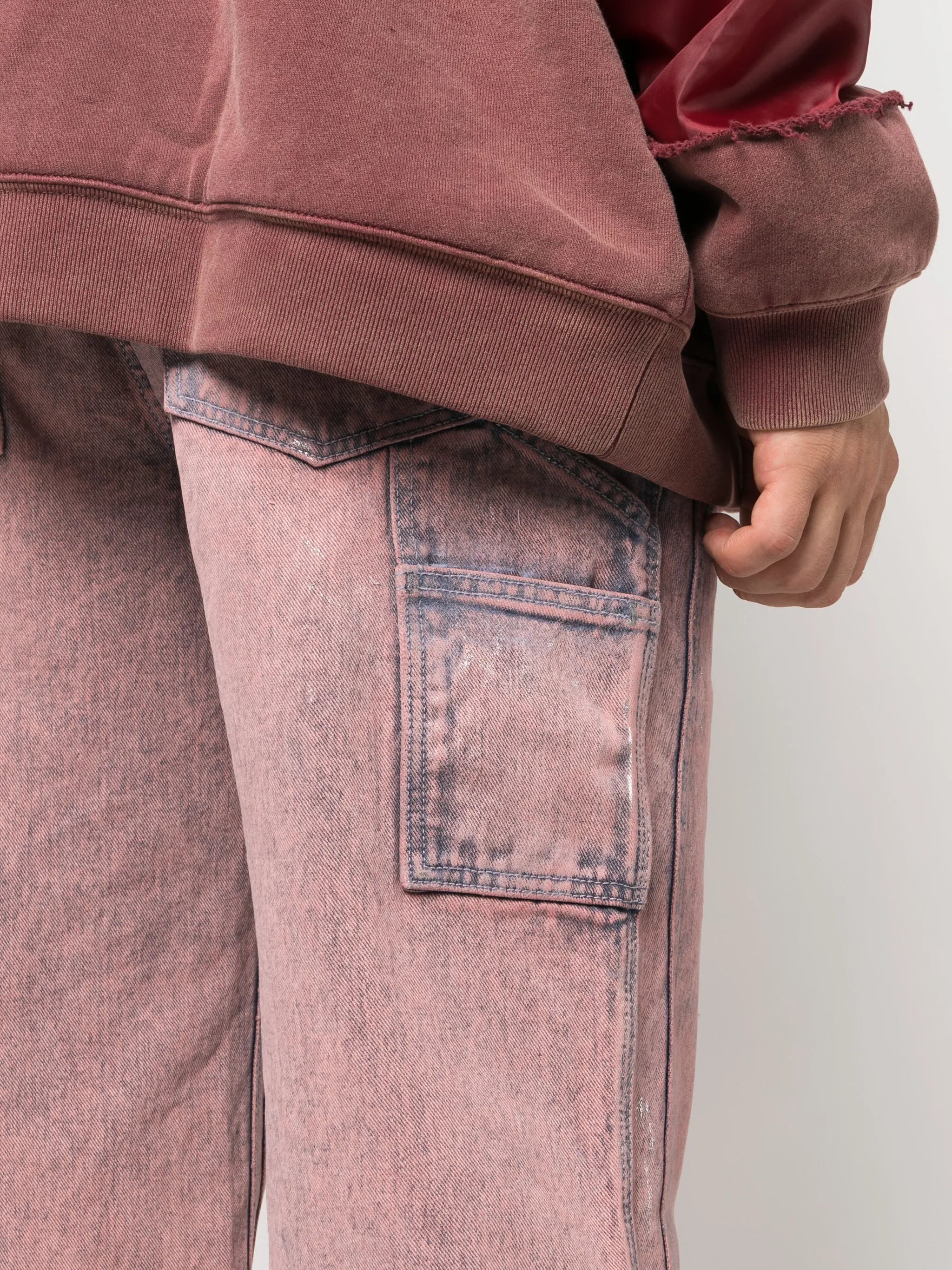 patchwork mid-rise wide-leg jeans