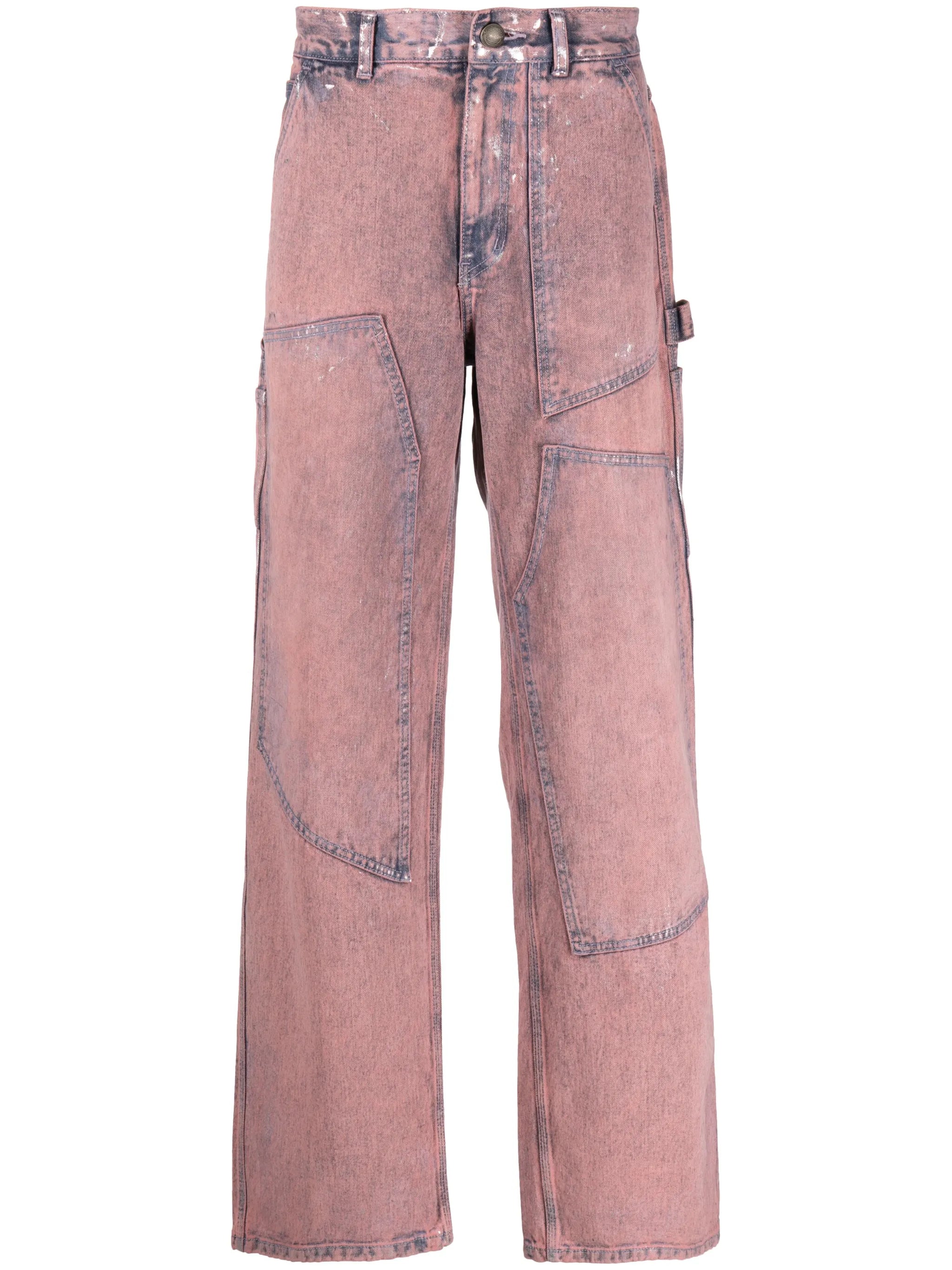 patchwork mid-rise wide-leg jeans