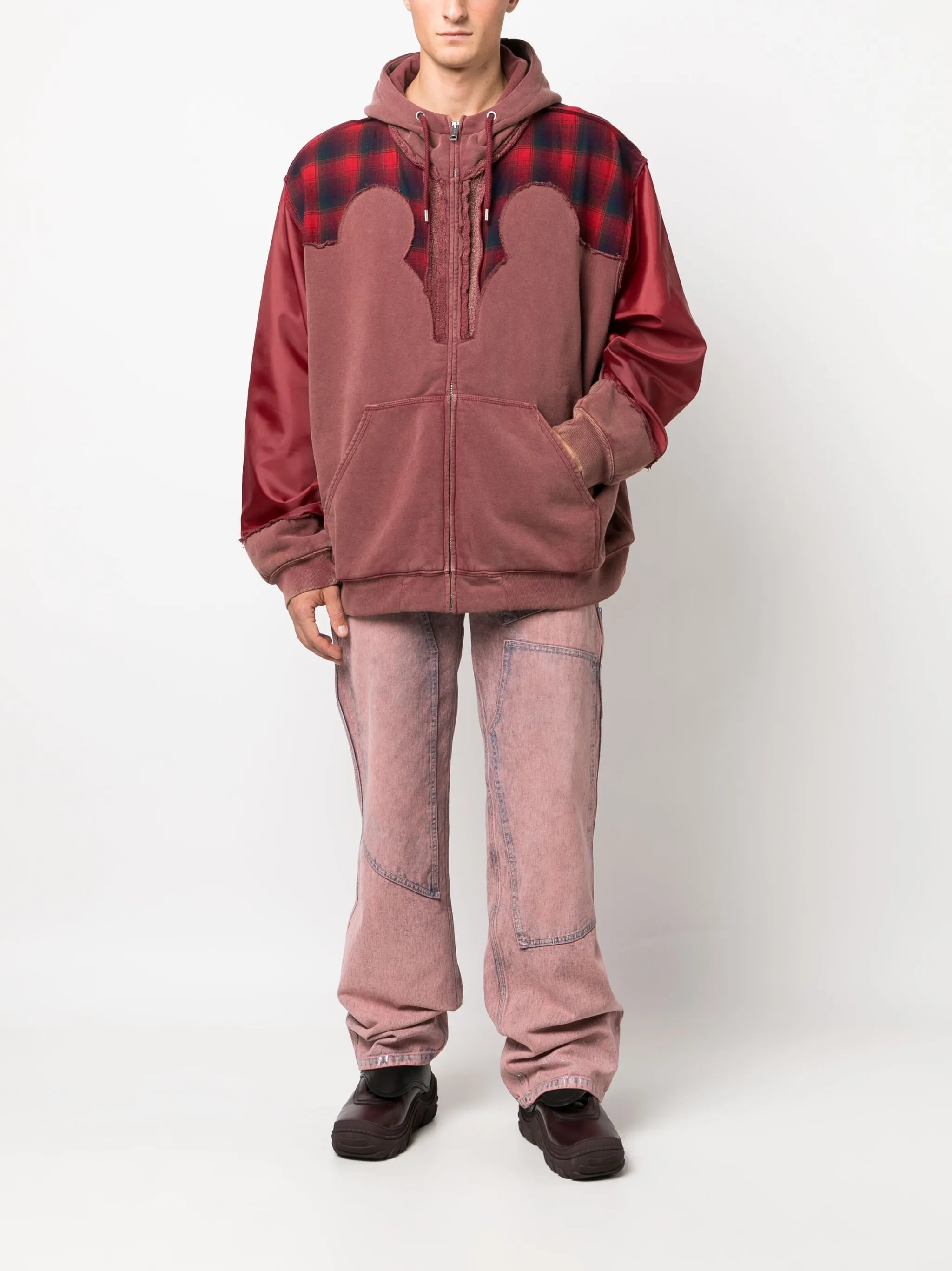 patchwork mid-rise wide-leg jeans