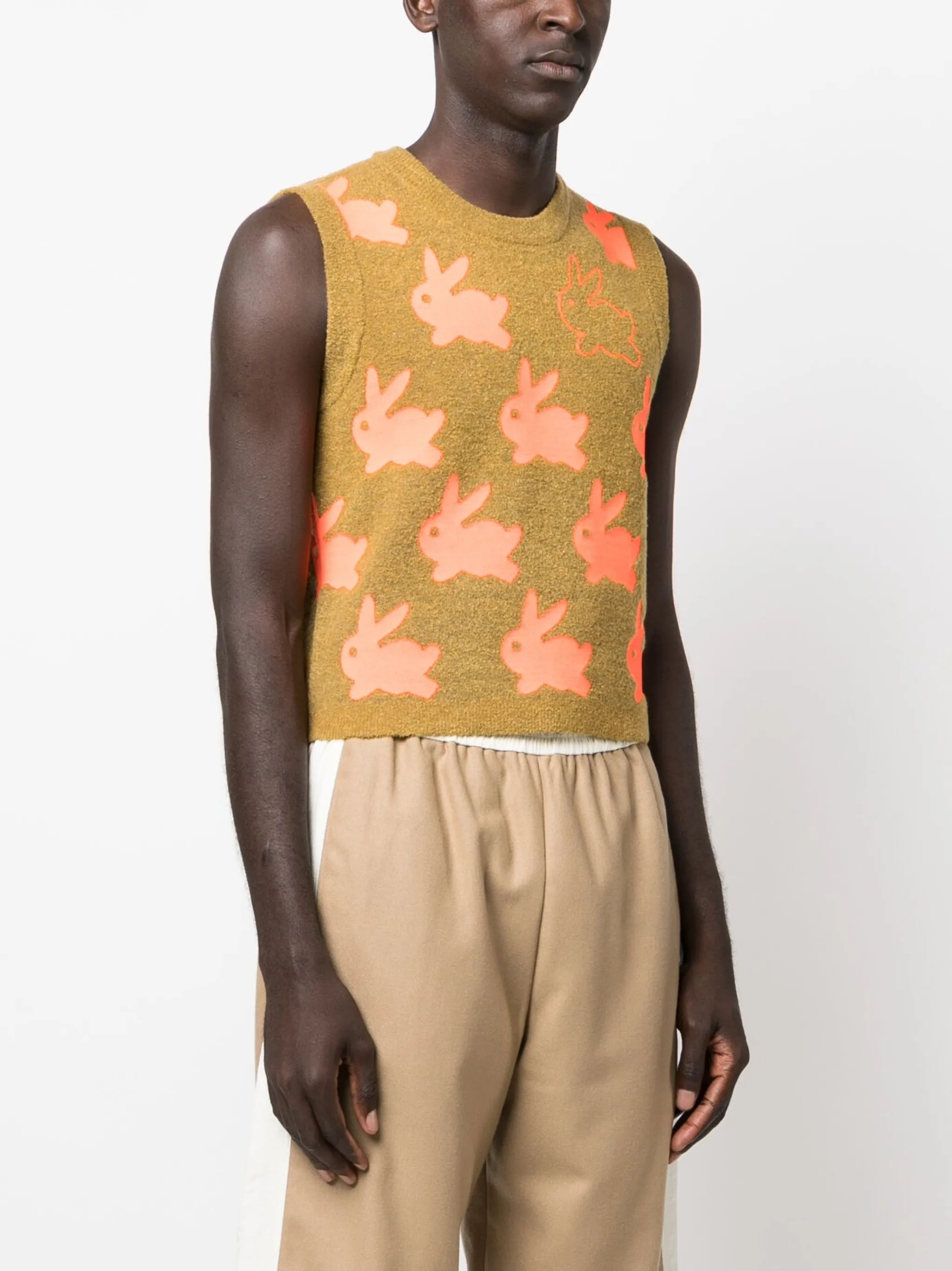 bunny-jacquard knit vest