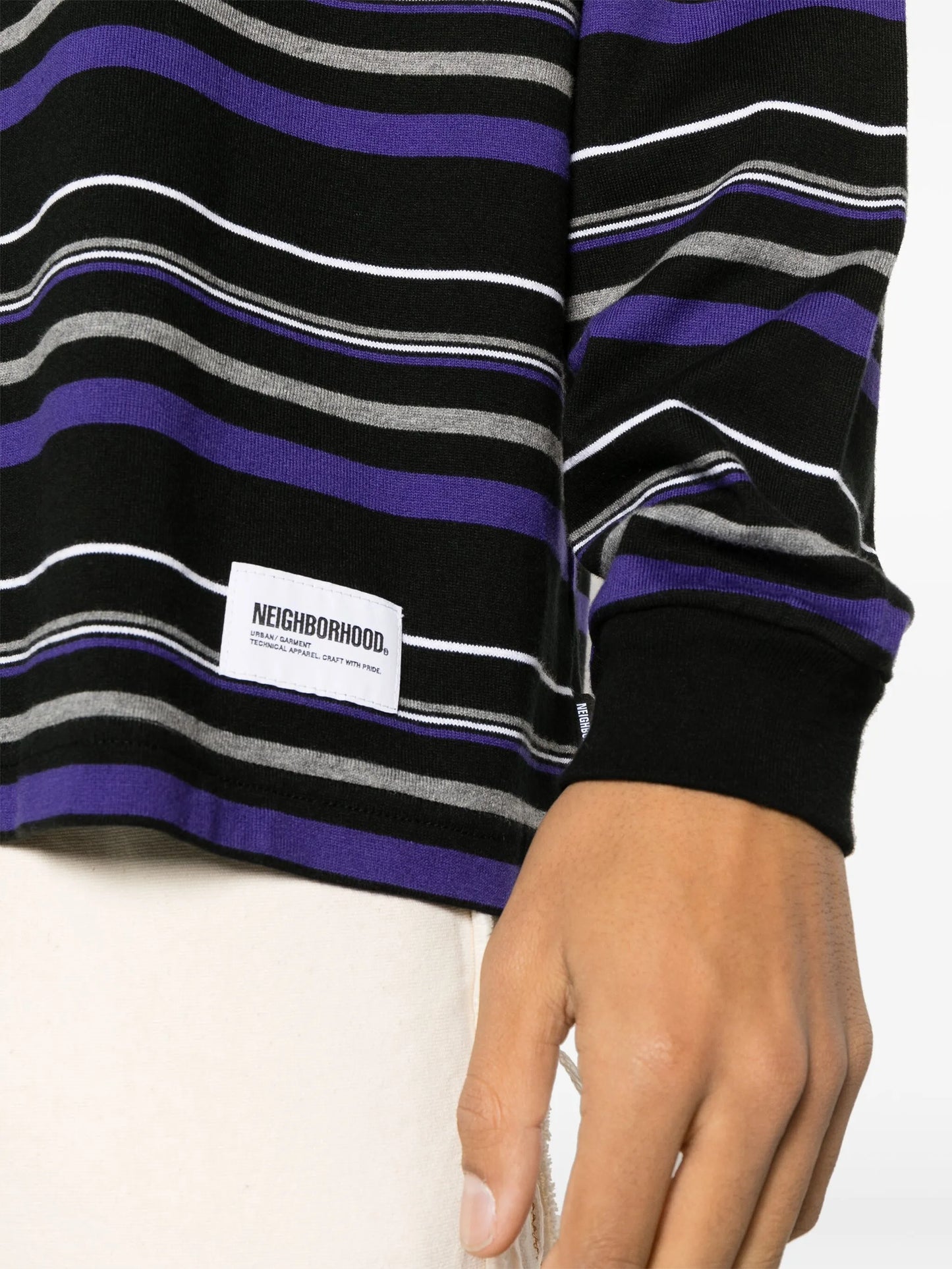 elogo-embroidered striped sweatshirt