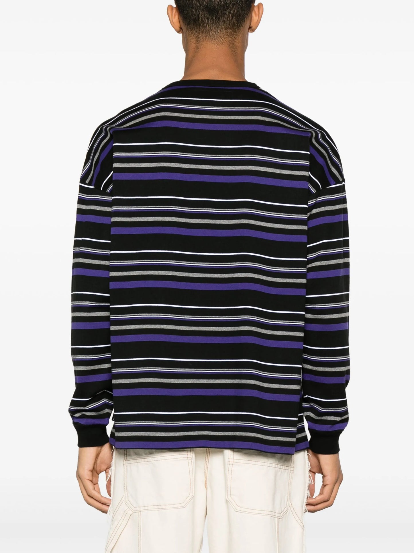 elogo-embroidered striped sweatshirt