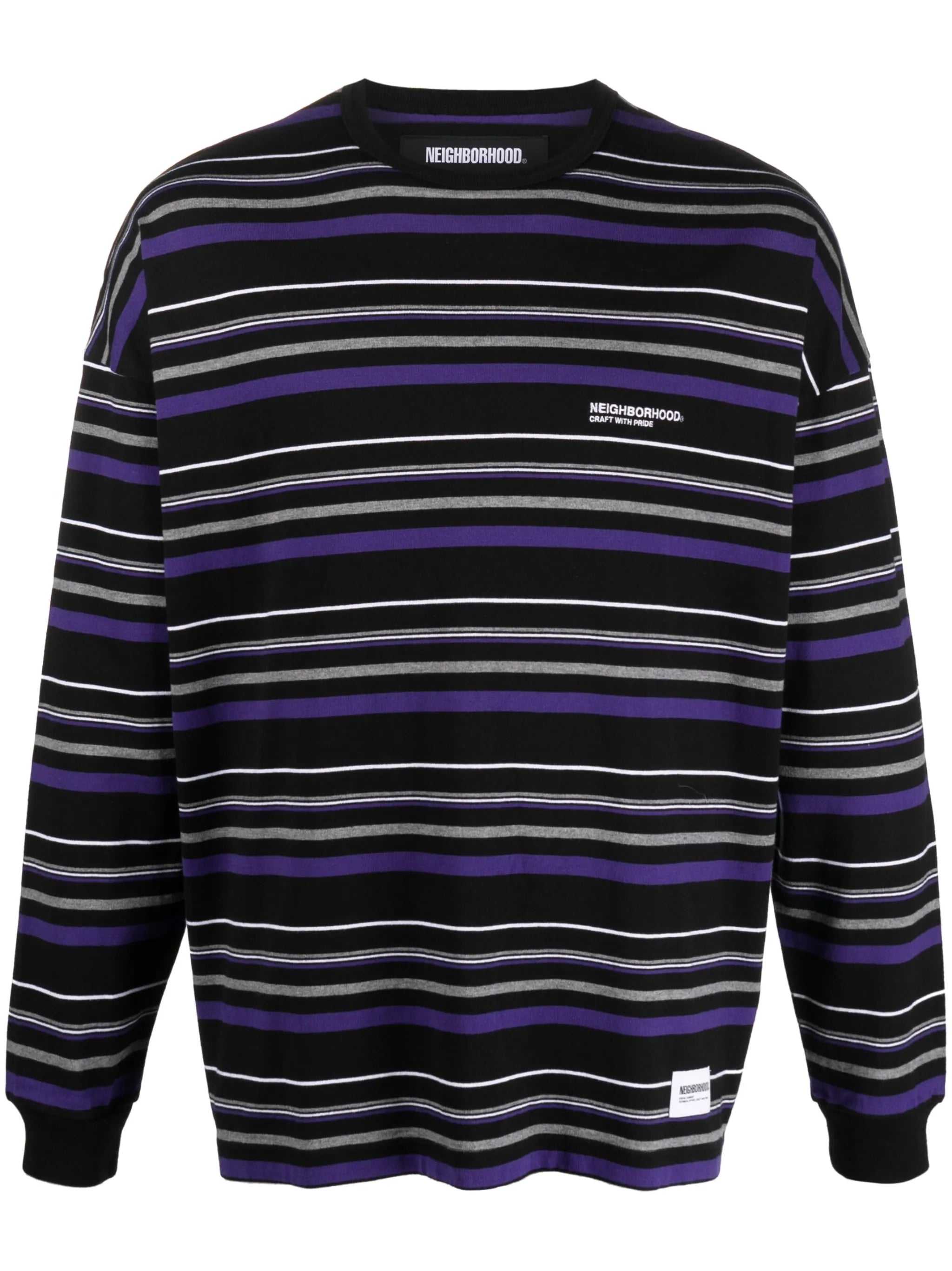 elogo-embroidered striped sweatshirt
