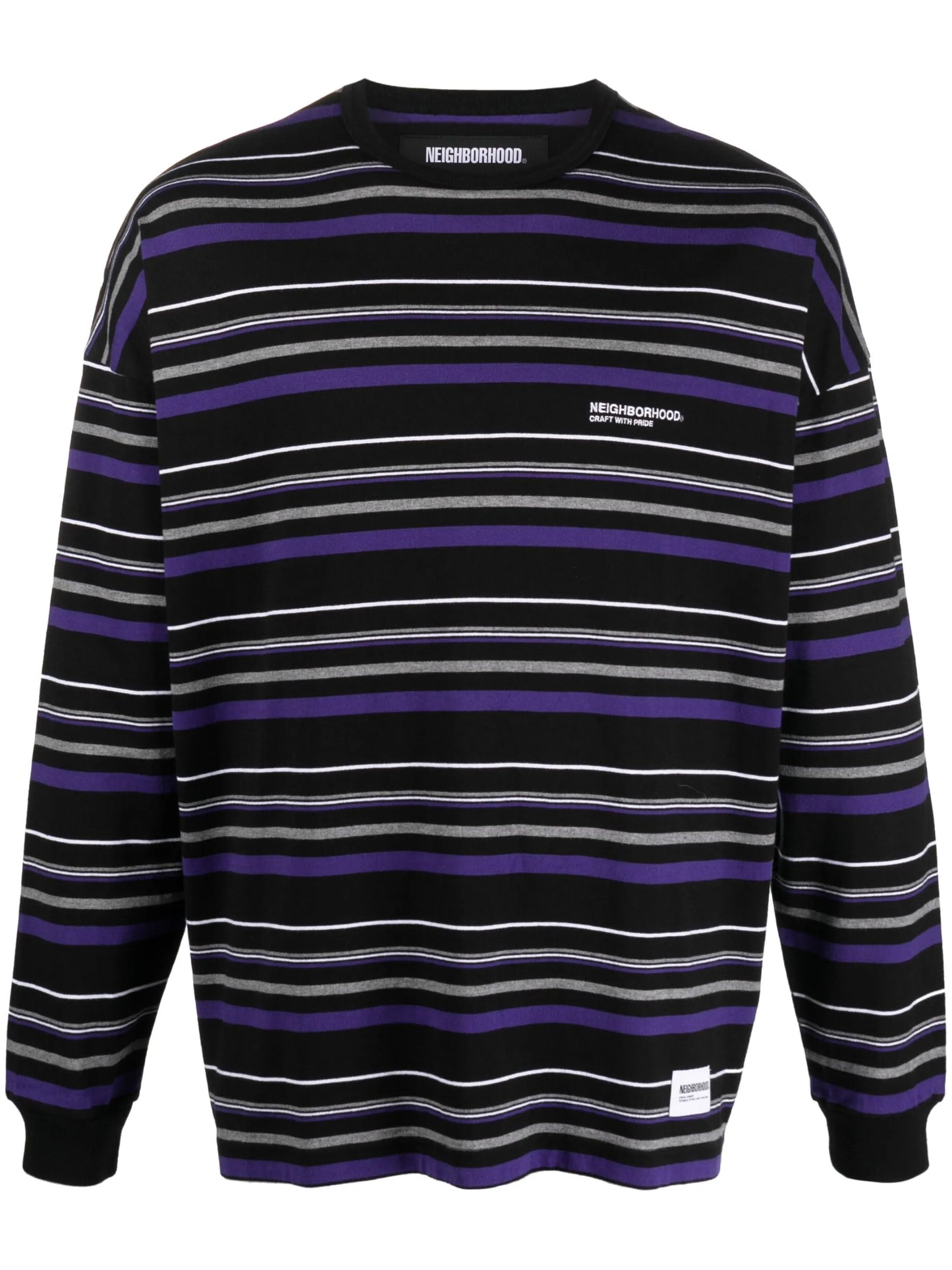elogo-embroidered striped sweatshirt