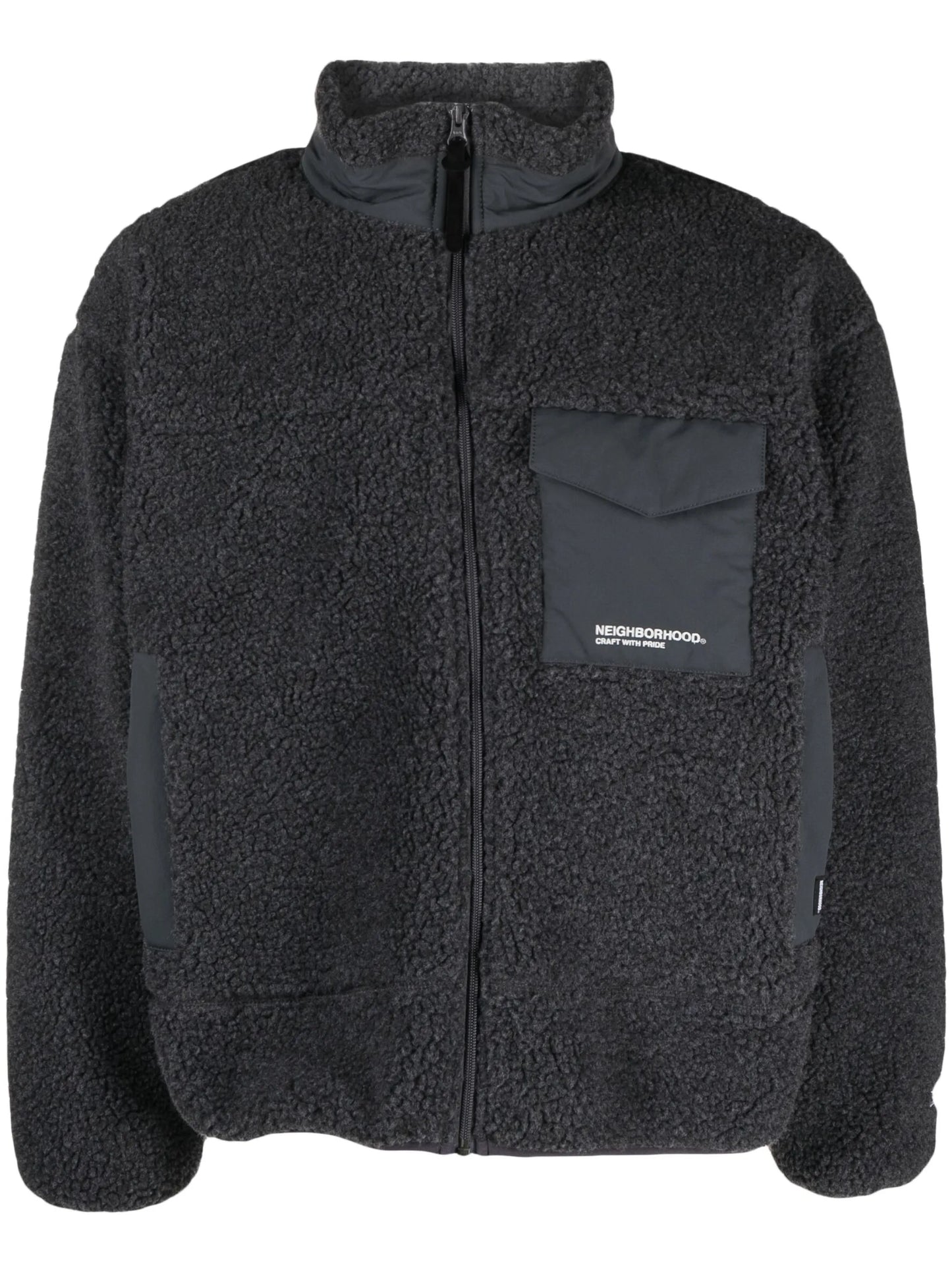 flap-pocket fleece jacket