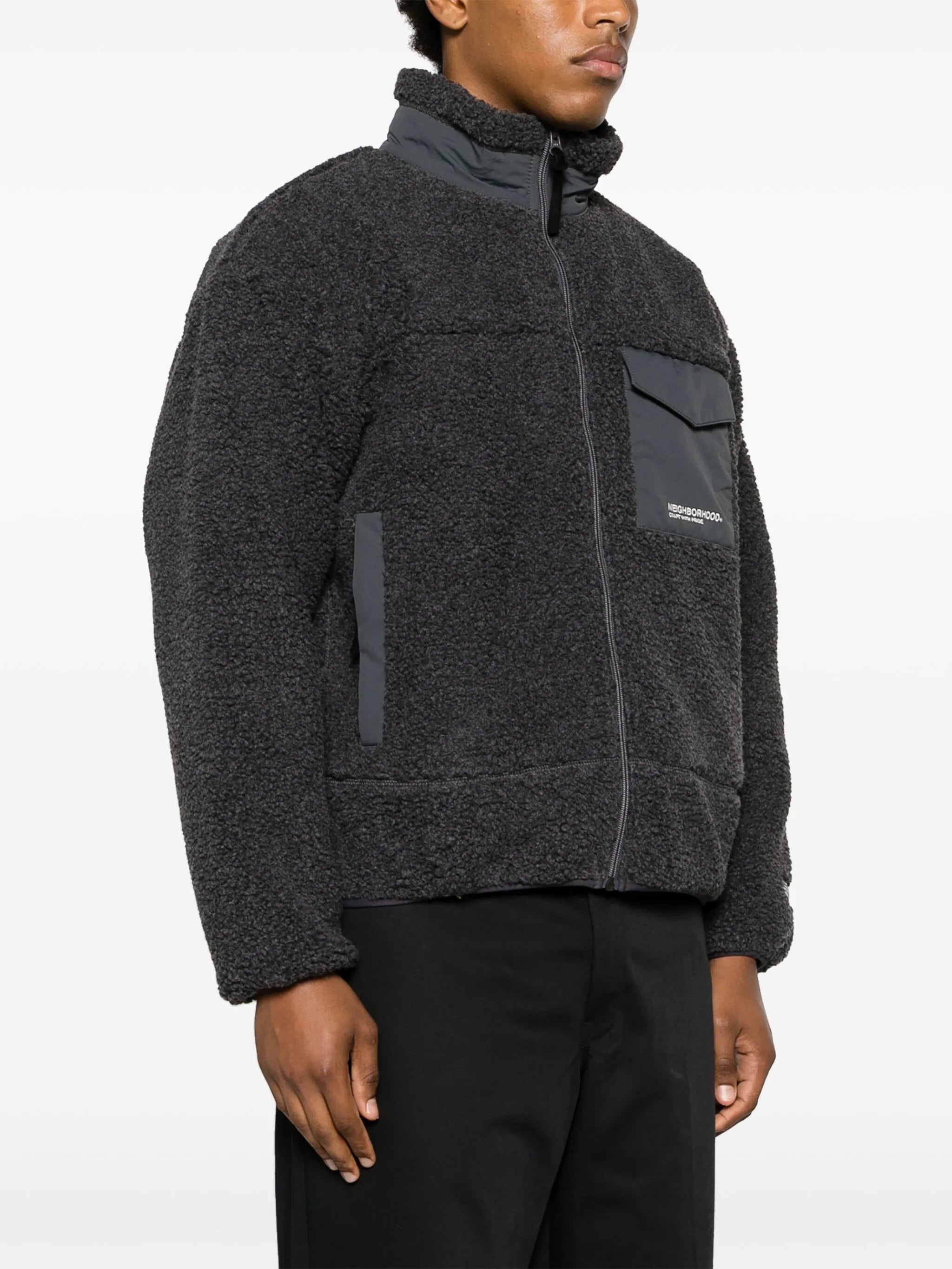 flap-pocket fleece jacket