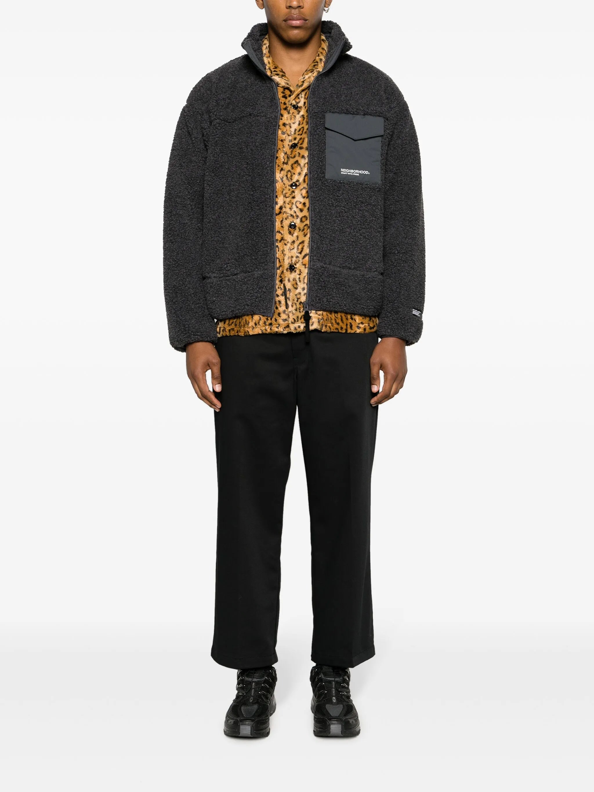 flap-pocket fleece jacket