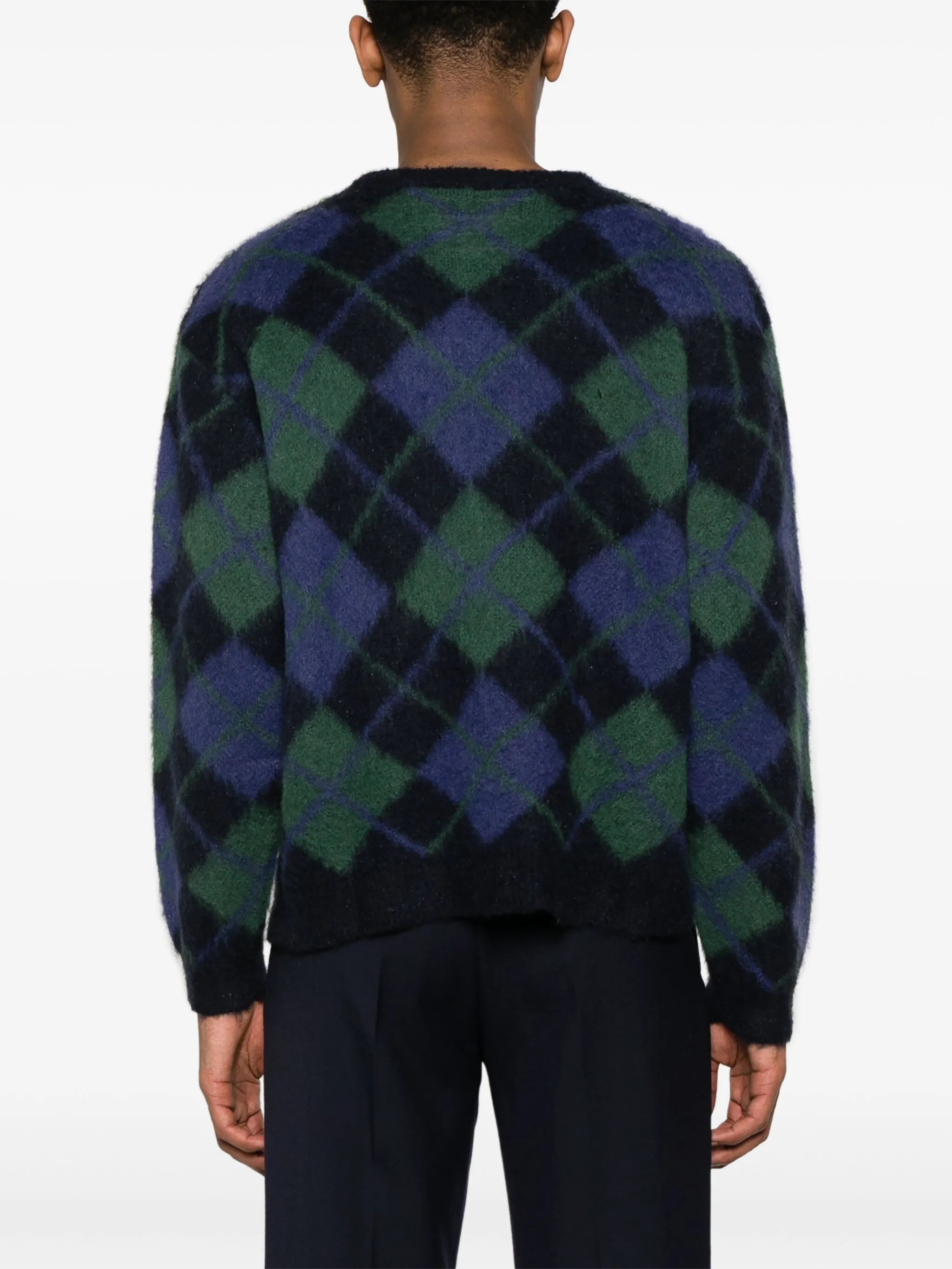 argyle-pattern jacquard jumper