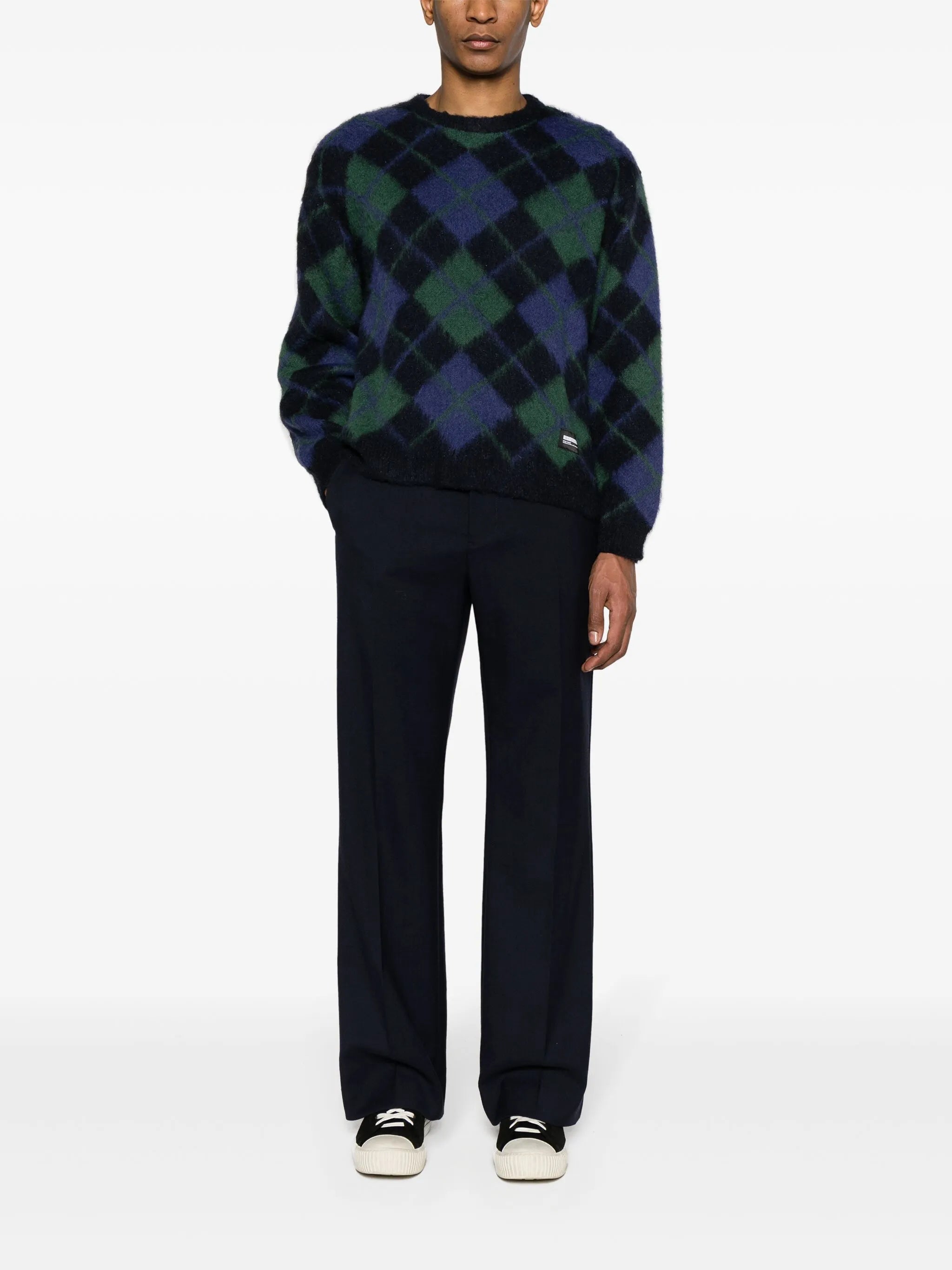 argyle-pattern jacquard jumper