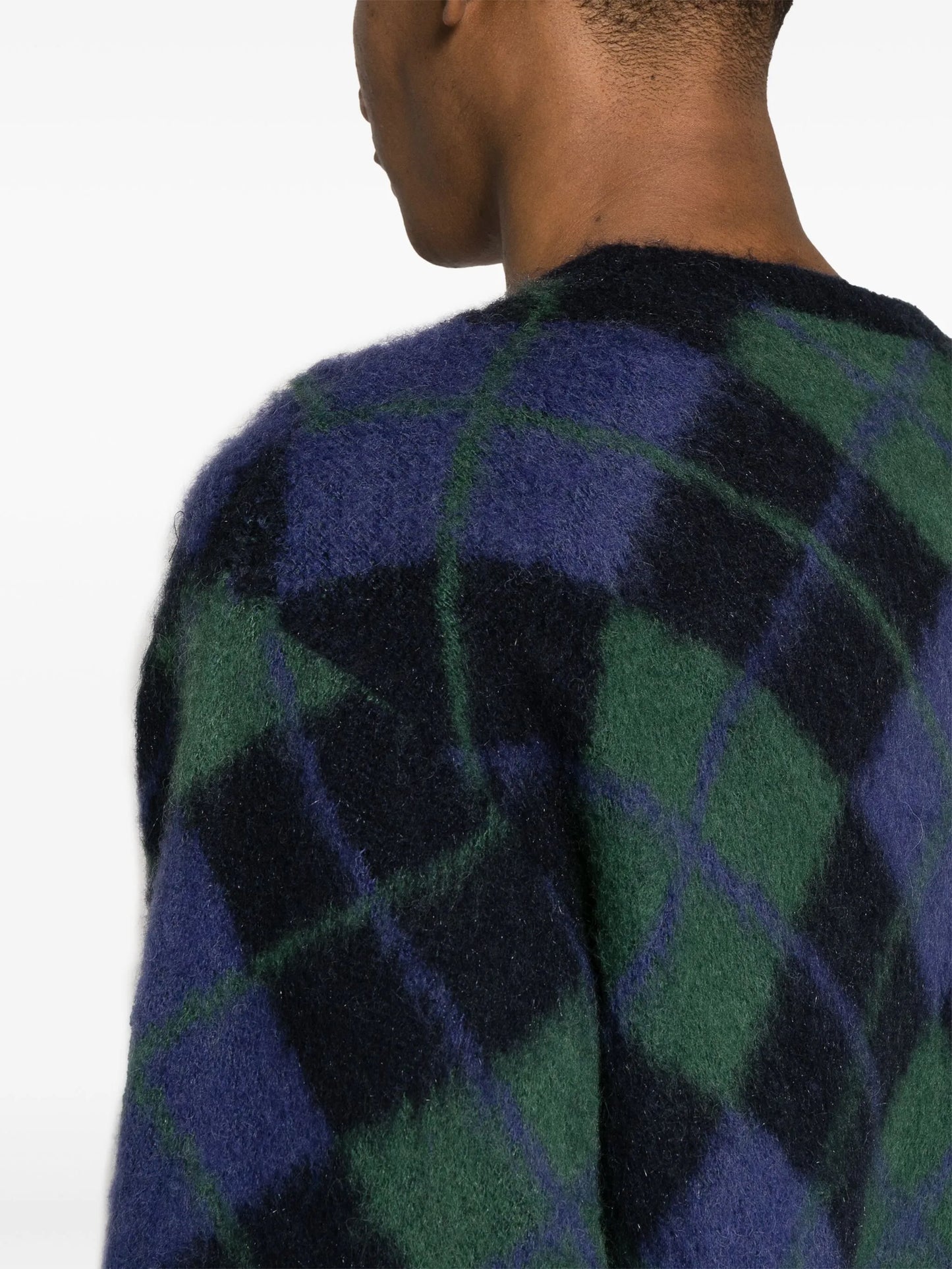 argyle-pattern jacquard jumper