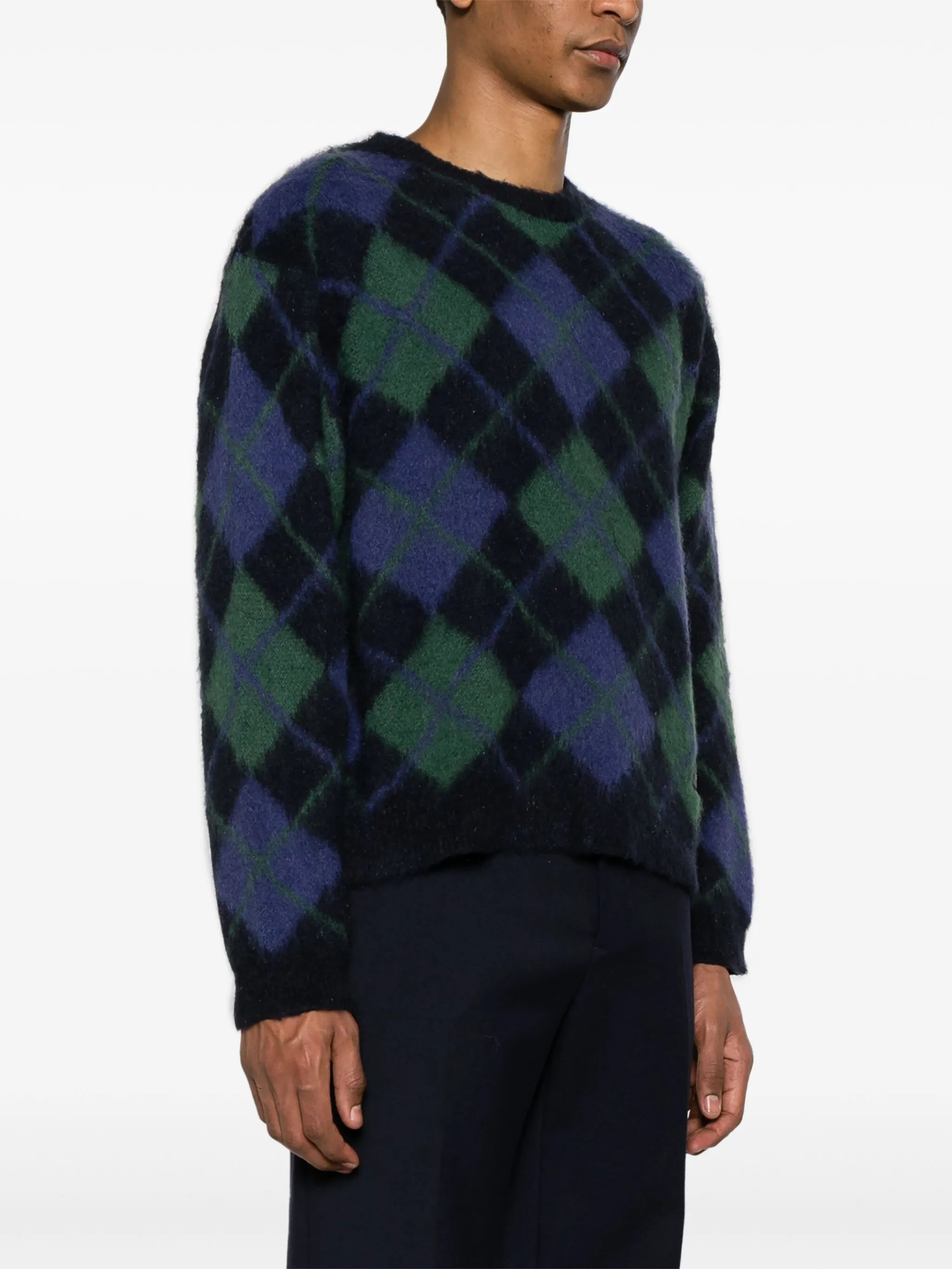 argyle-pattern jacquard jumper