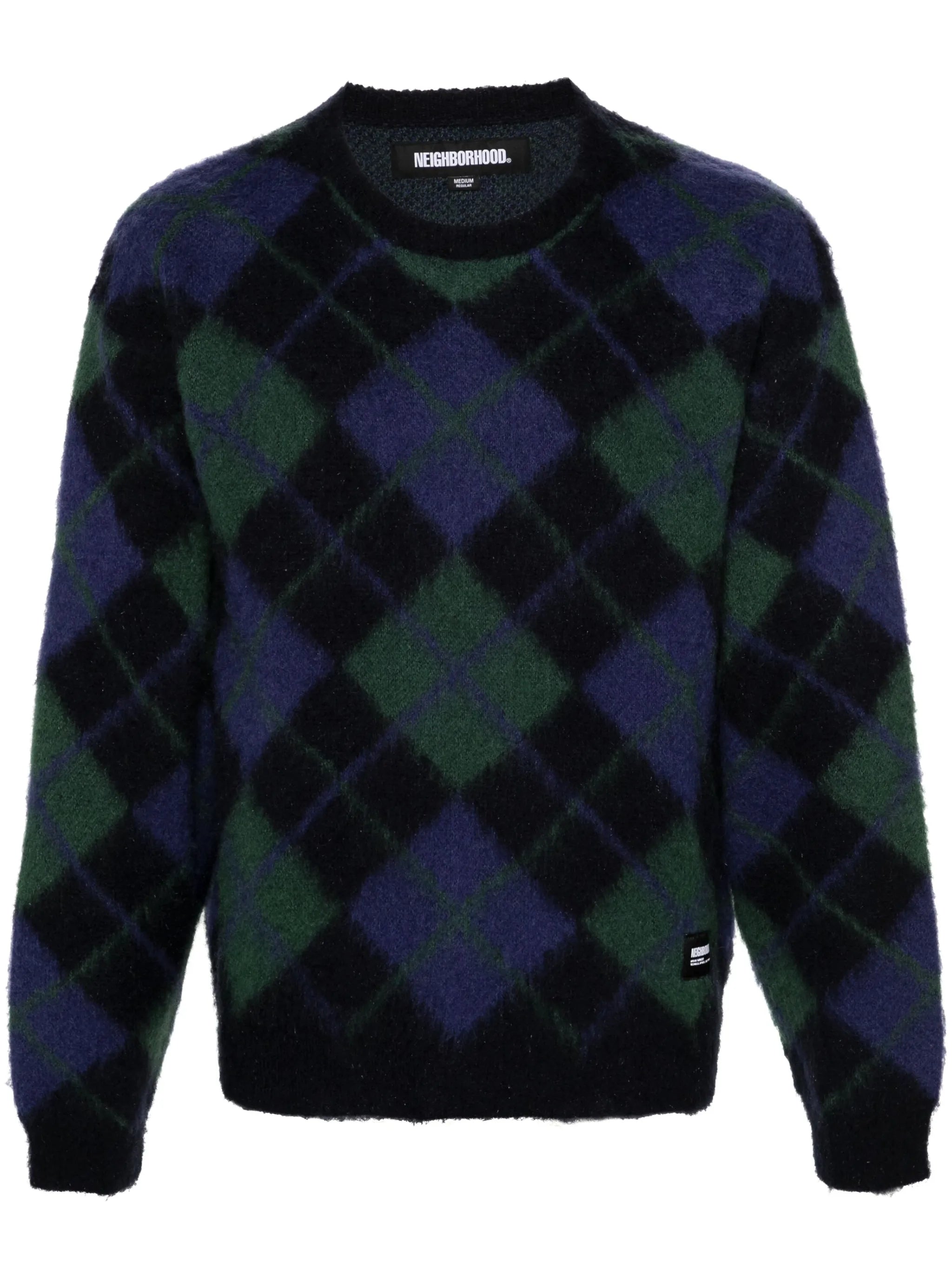 argyle-pattern jacquard jumper