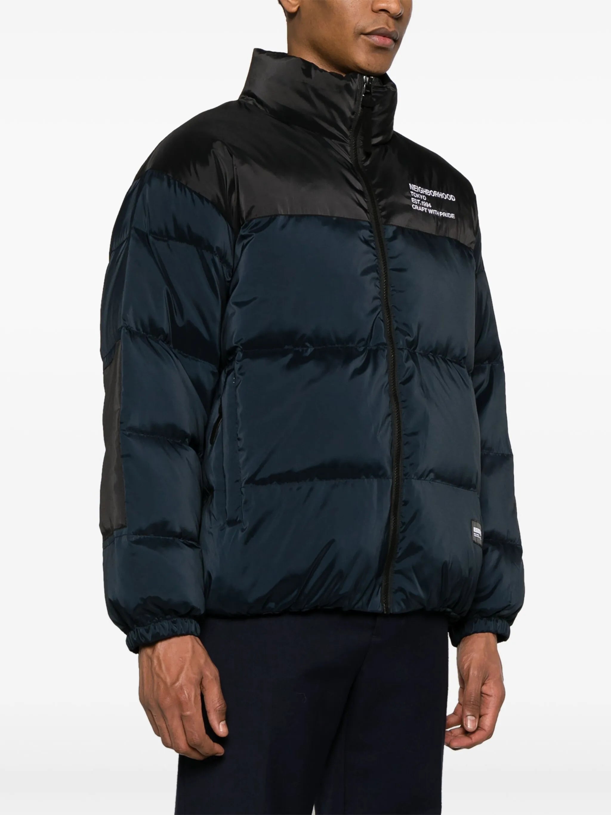 logo-embroidered down jacket