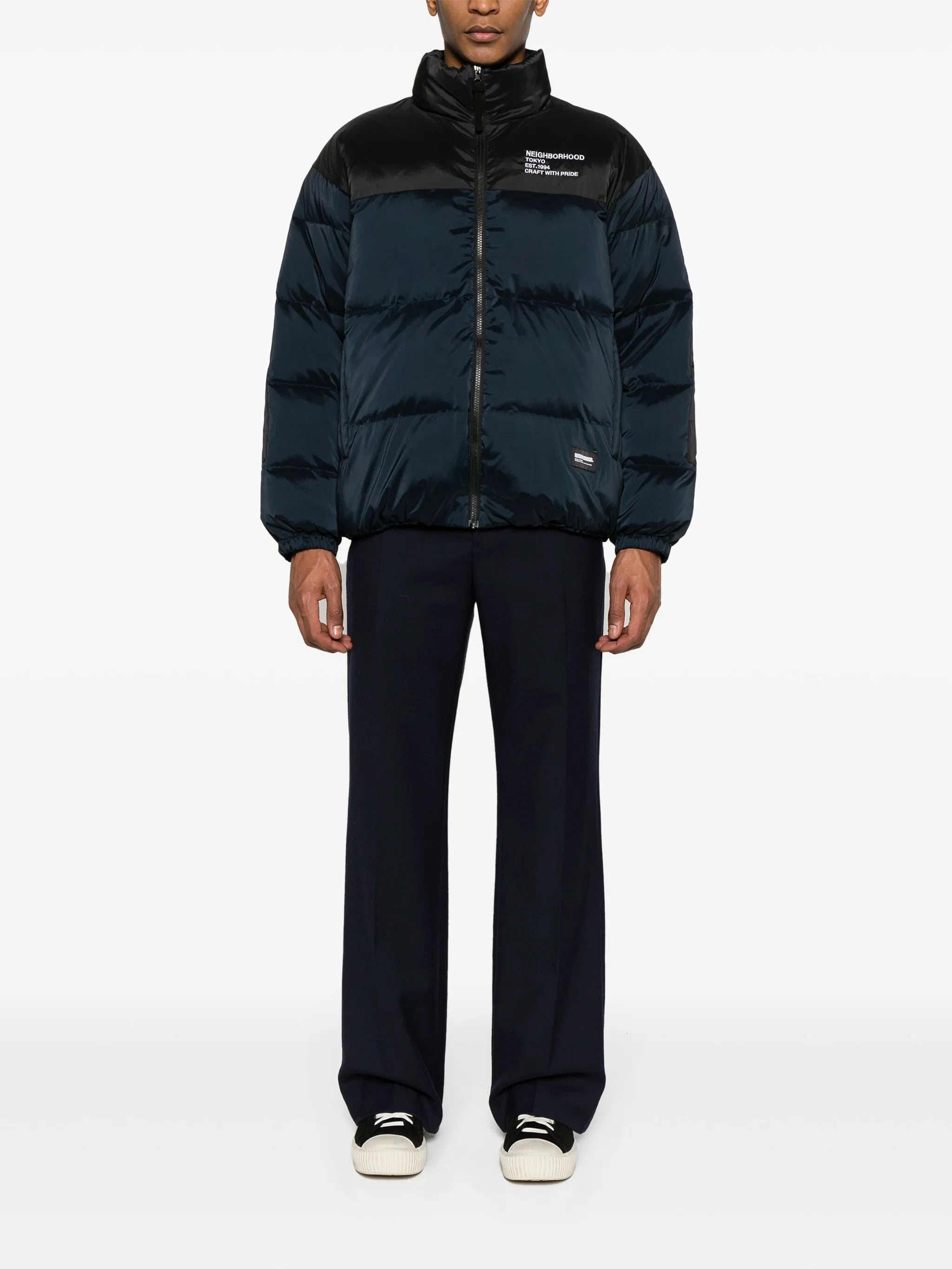 logo-embroidered down jacket