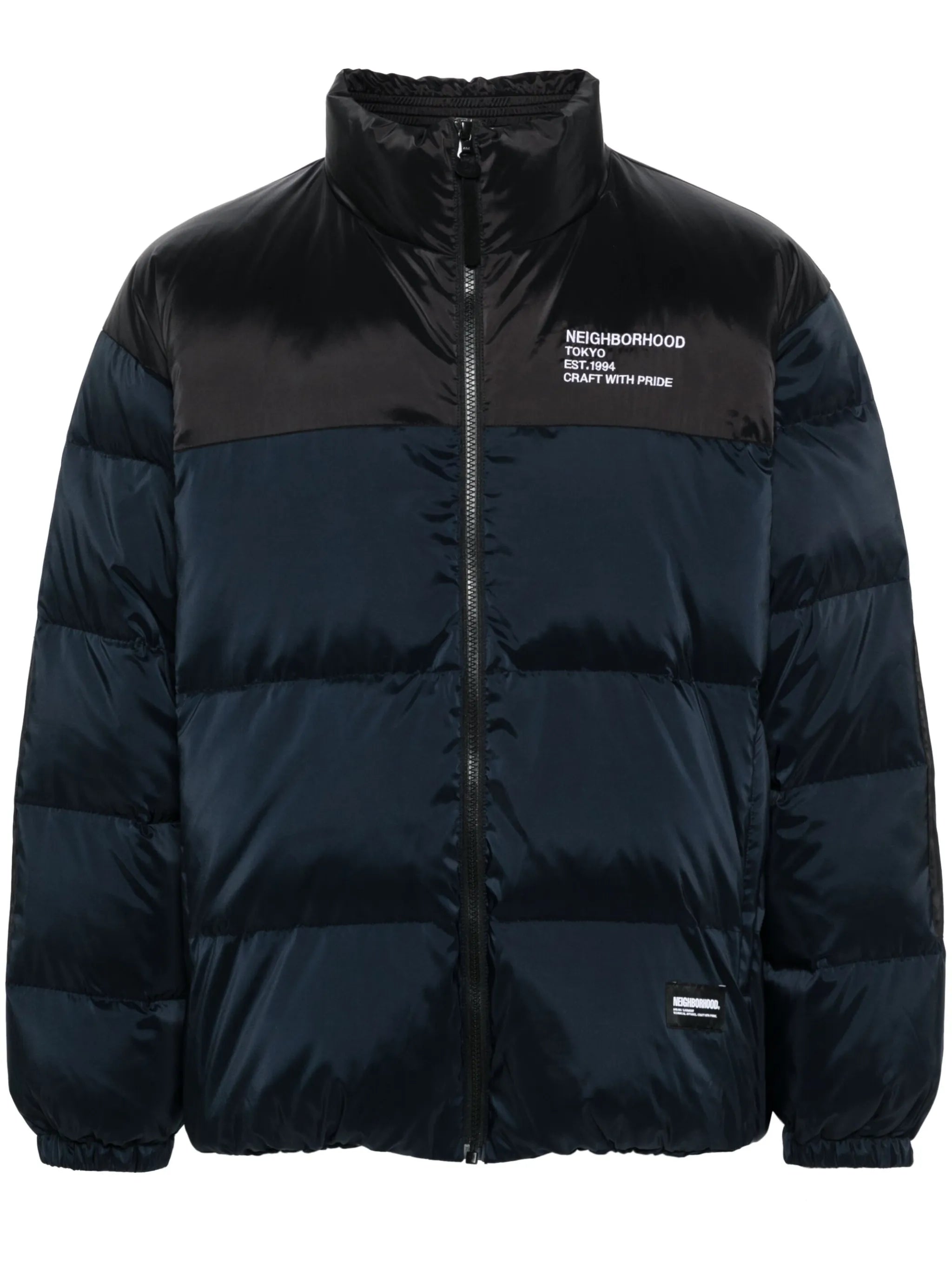 logo-embroidered down jacket