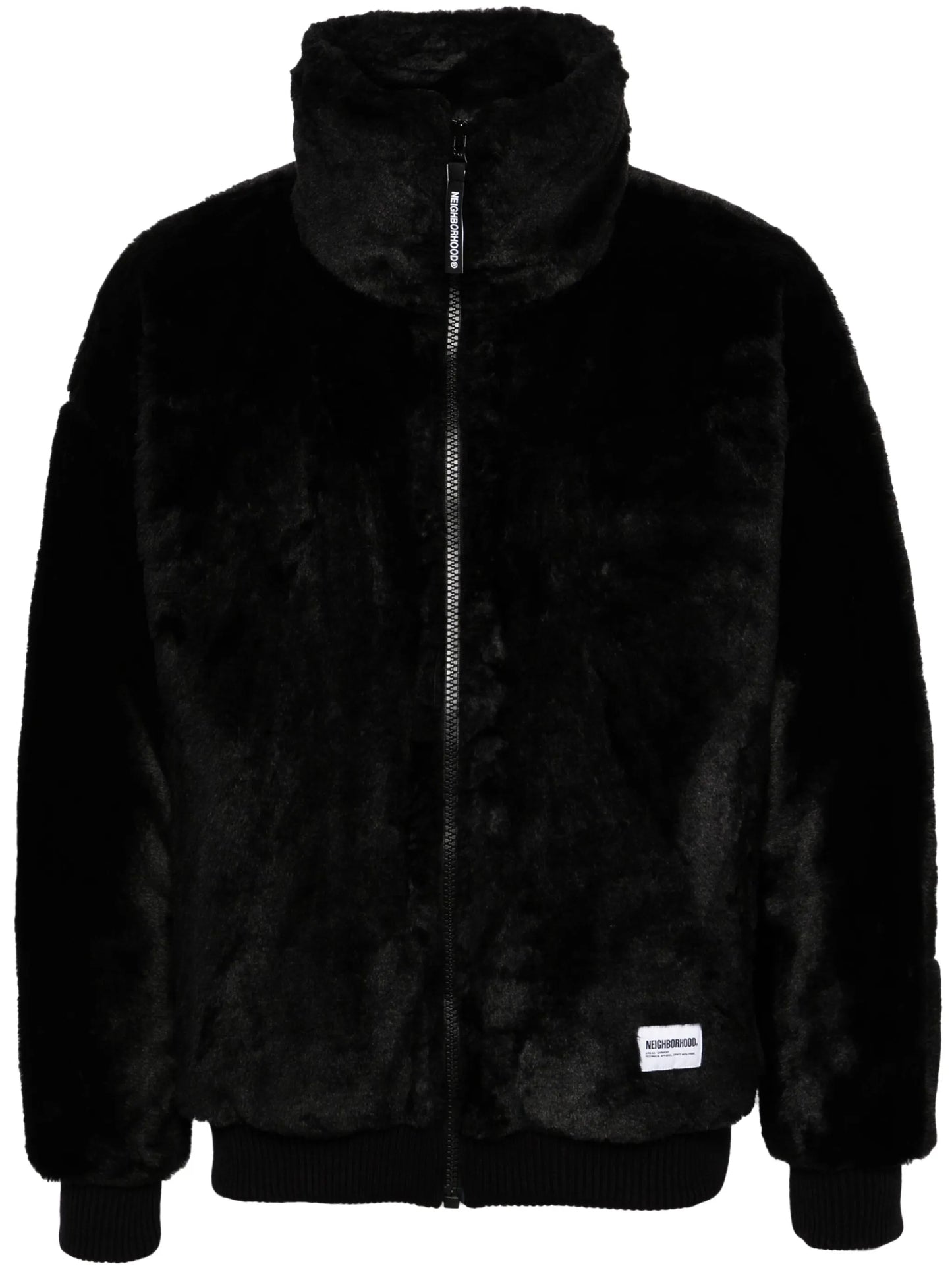 logo-print faux-fur jacket