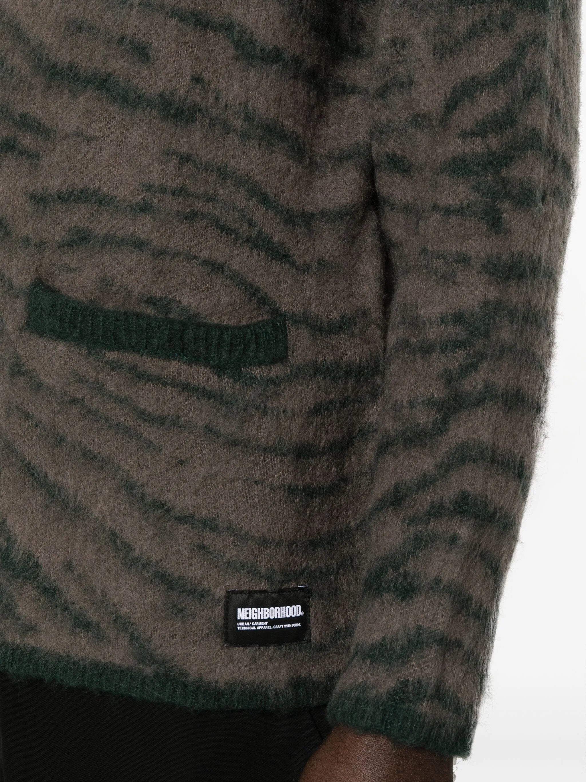 tiger-print brushed-knit cardigan