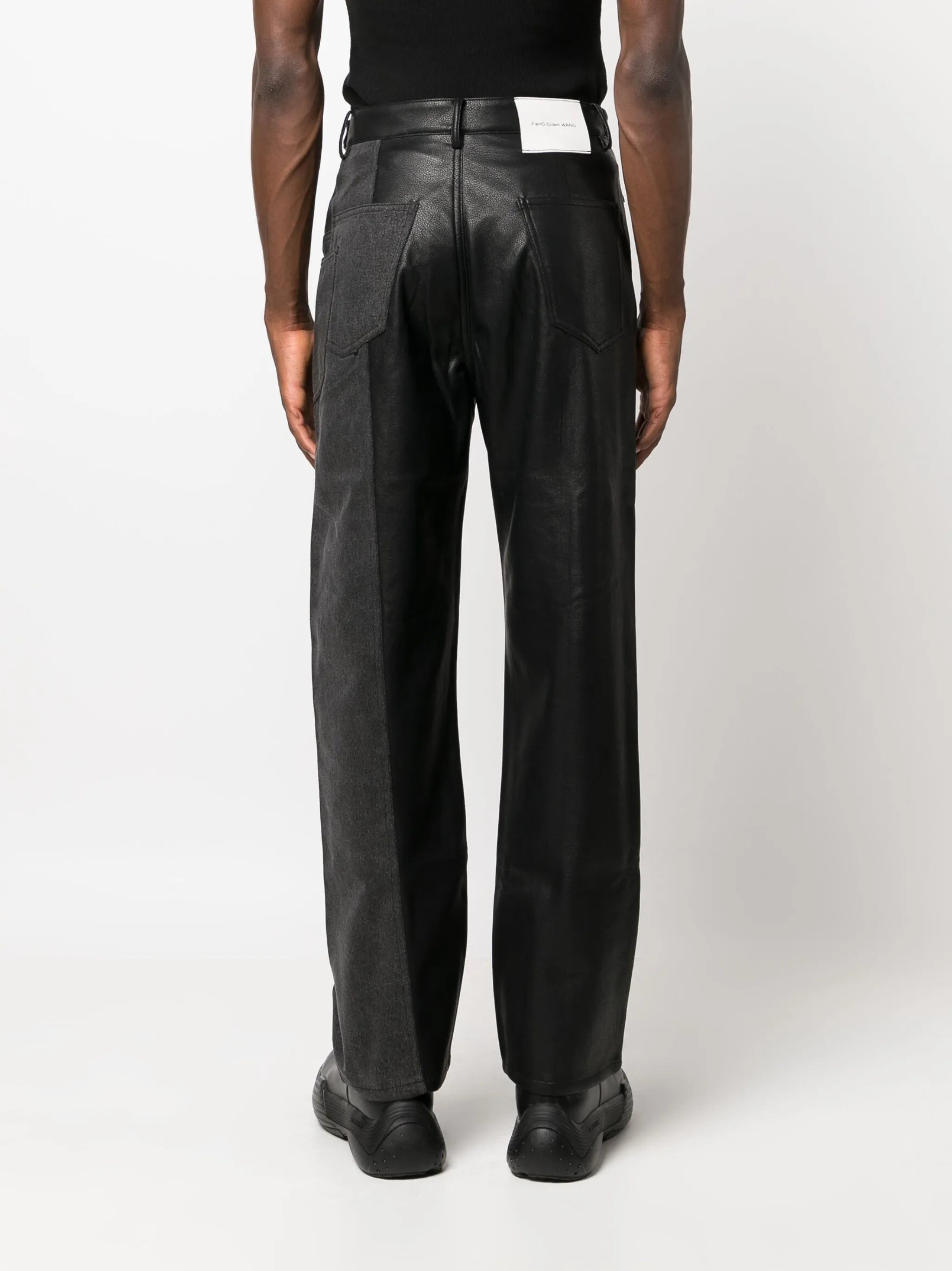 faux-leather straight-leg trousers