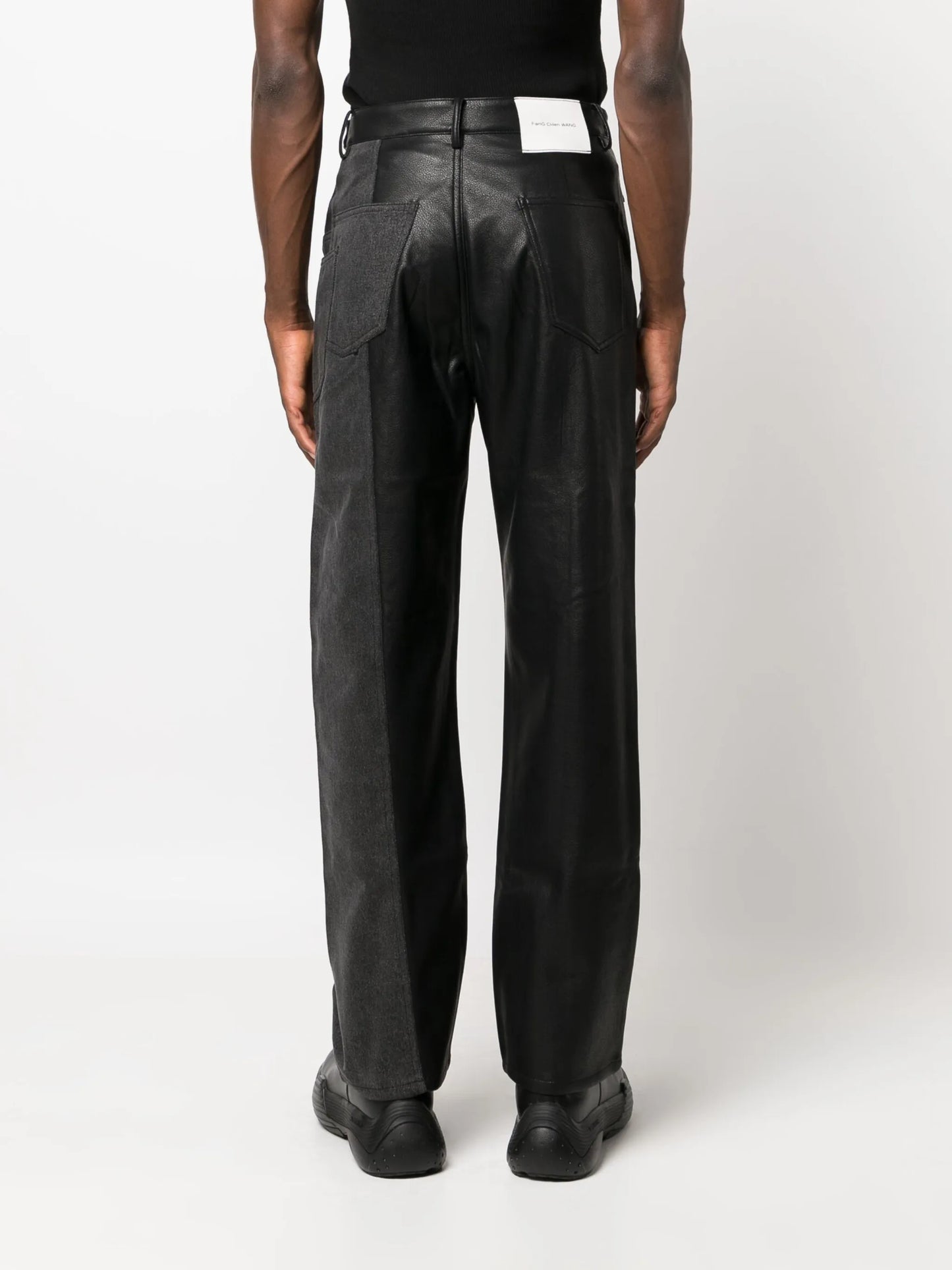 faux-leather straight-leg trousers