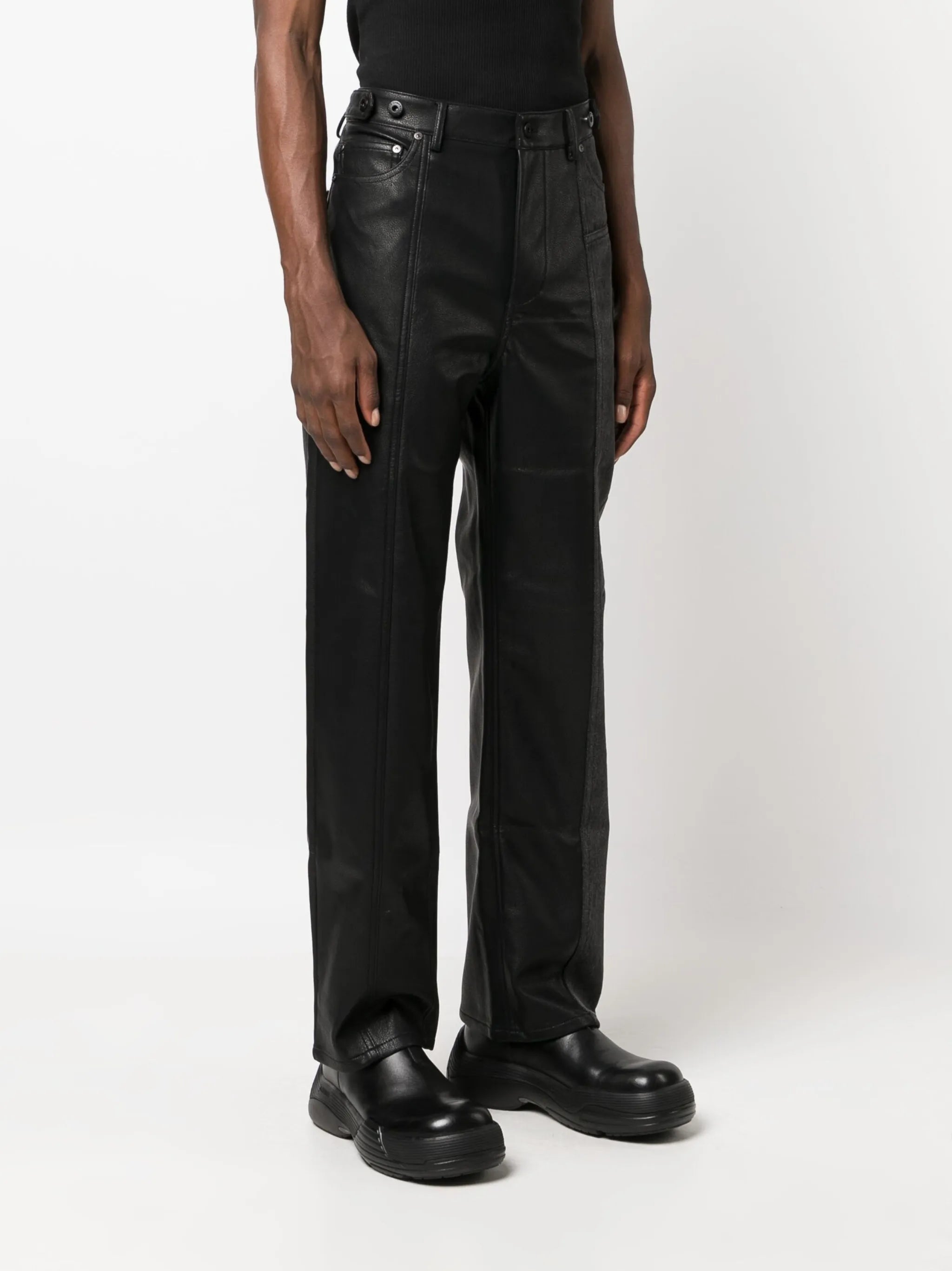 faux-leather straight-leg trousers