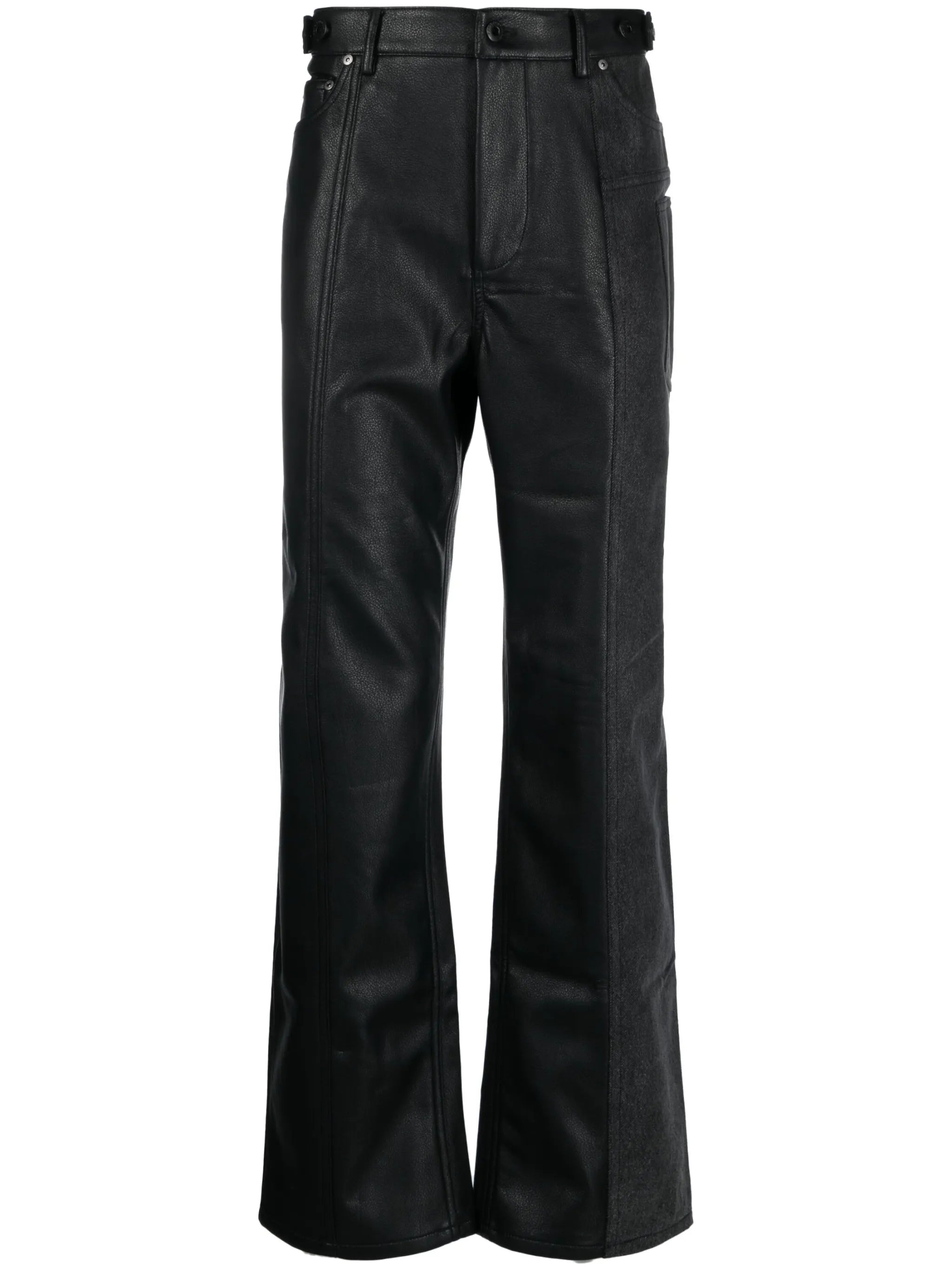 faux-leather straight-leg trousers
