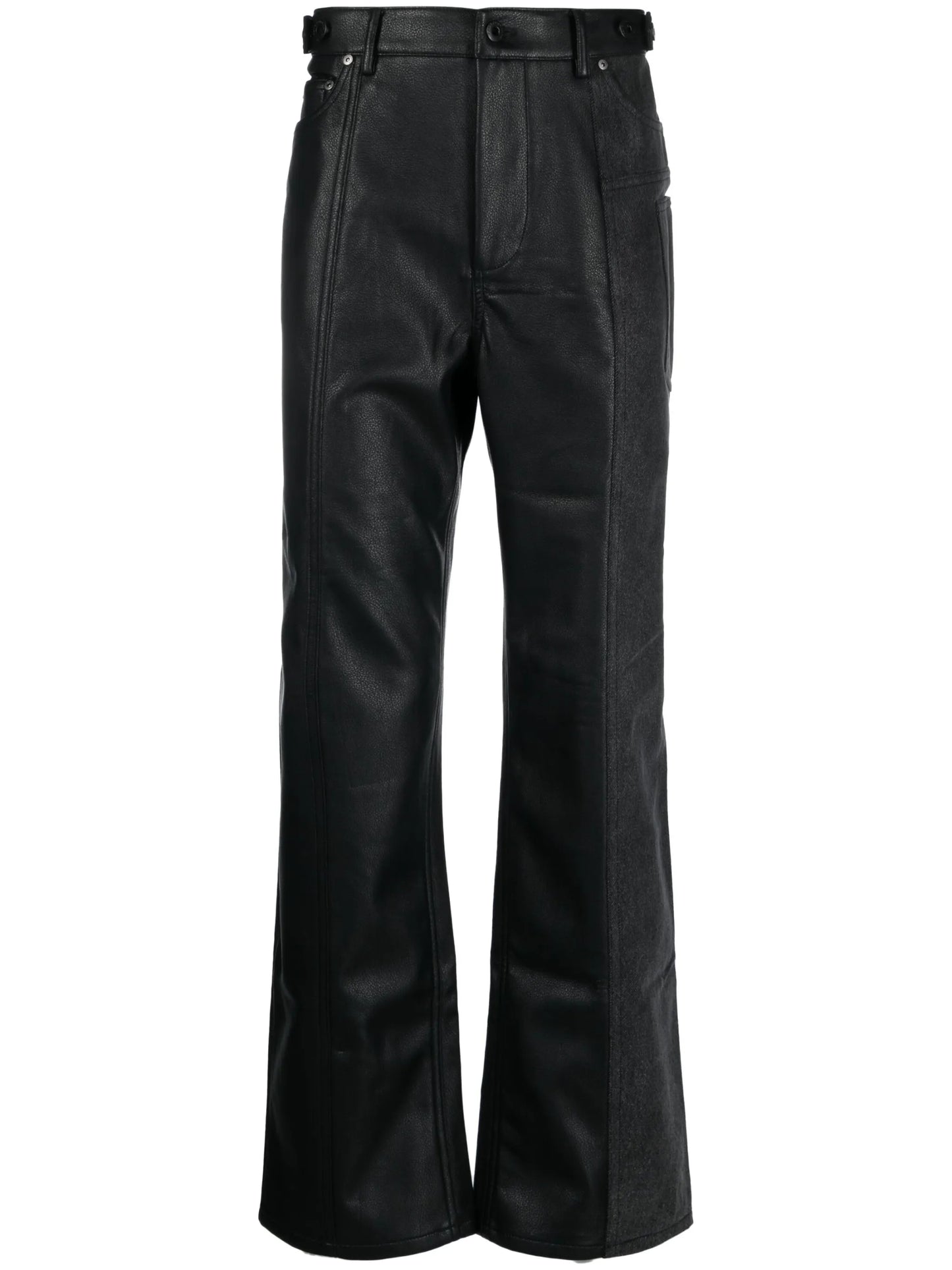 faux-leather straight-leg trousers