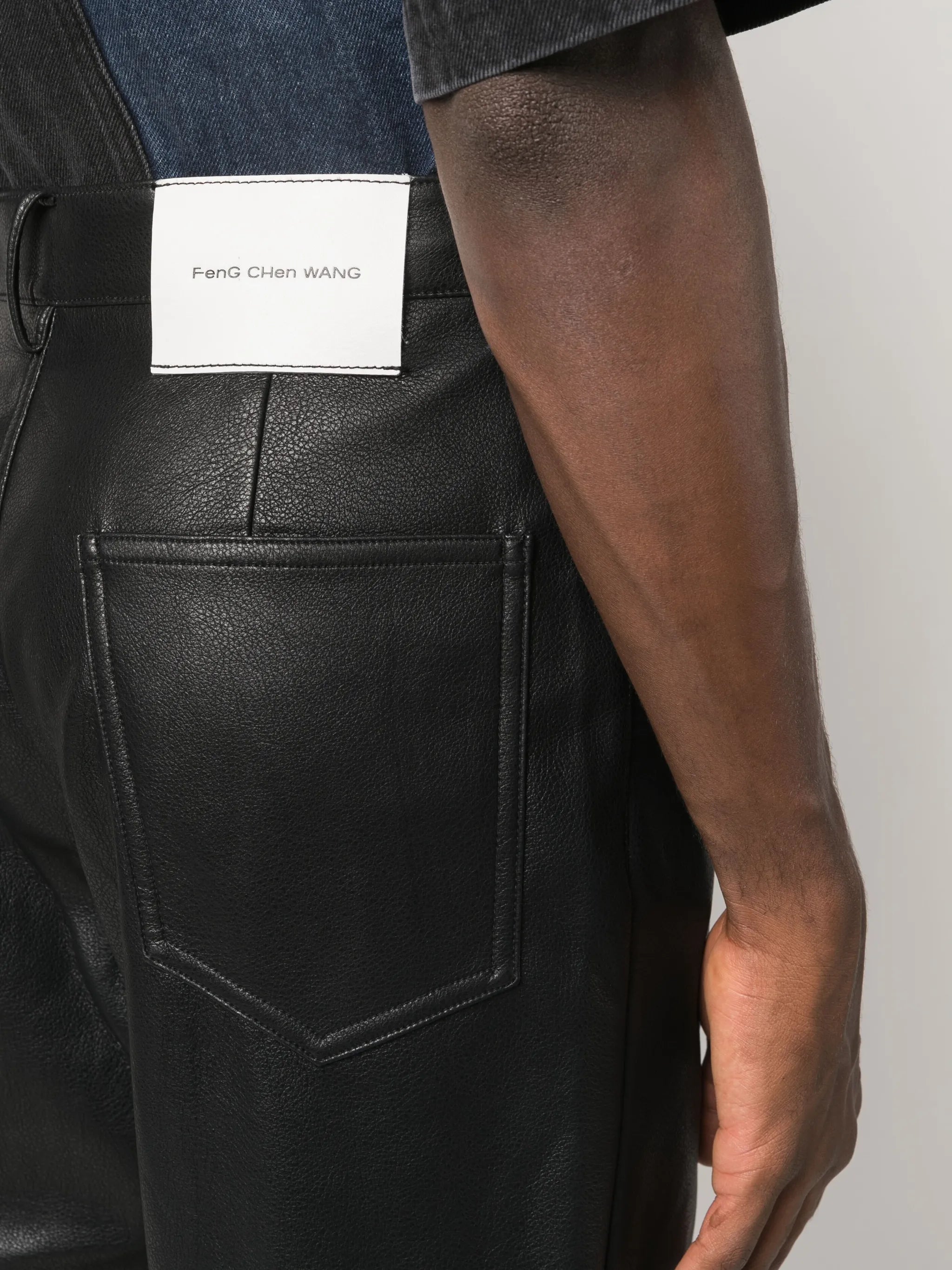 faux-leather straight-leg trousers