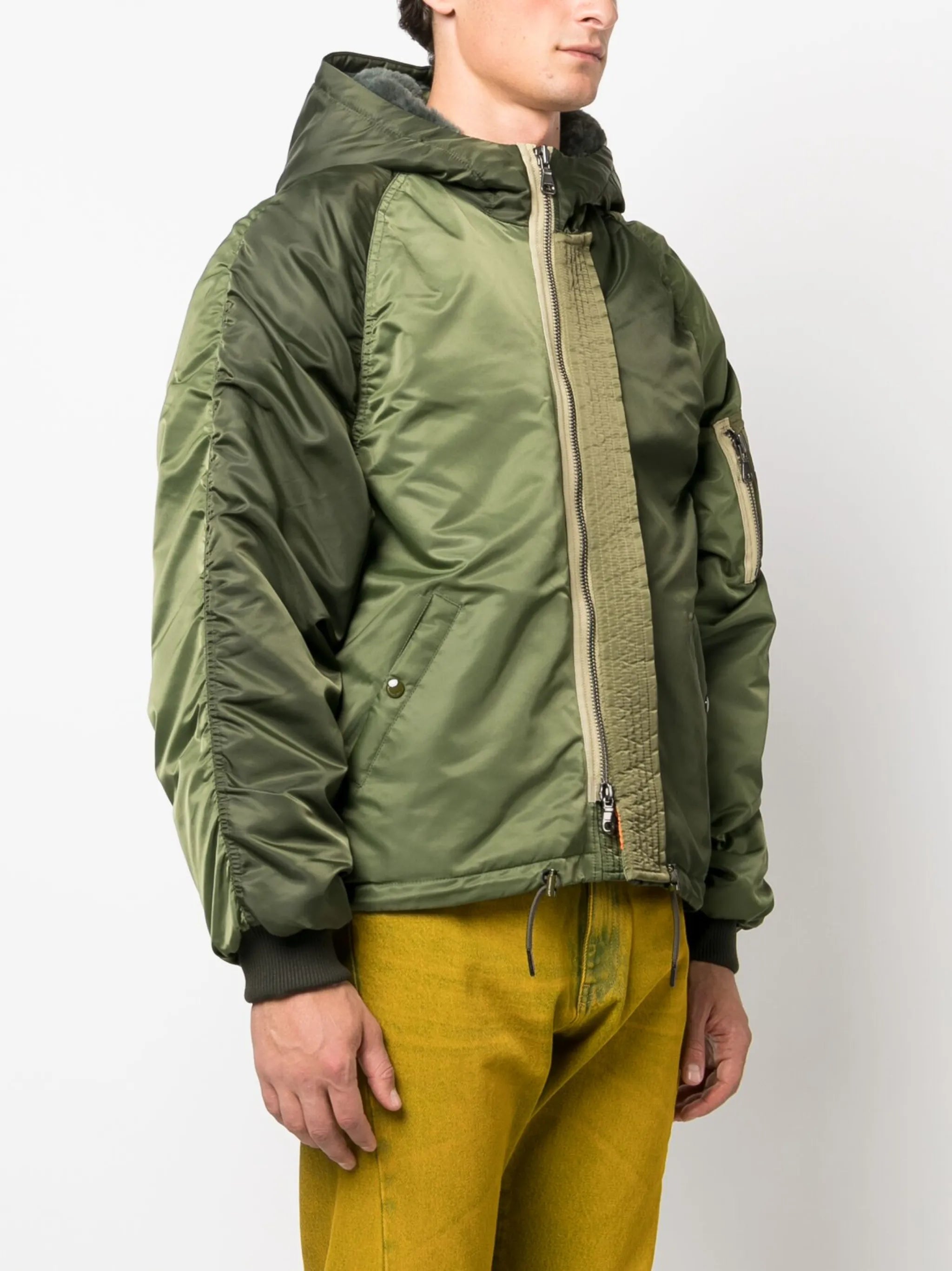 colour-block quilted bomber jacket