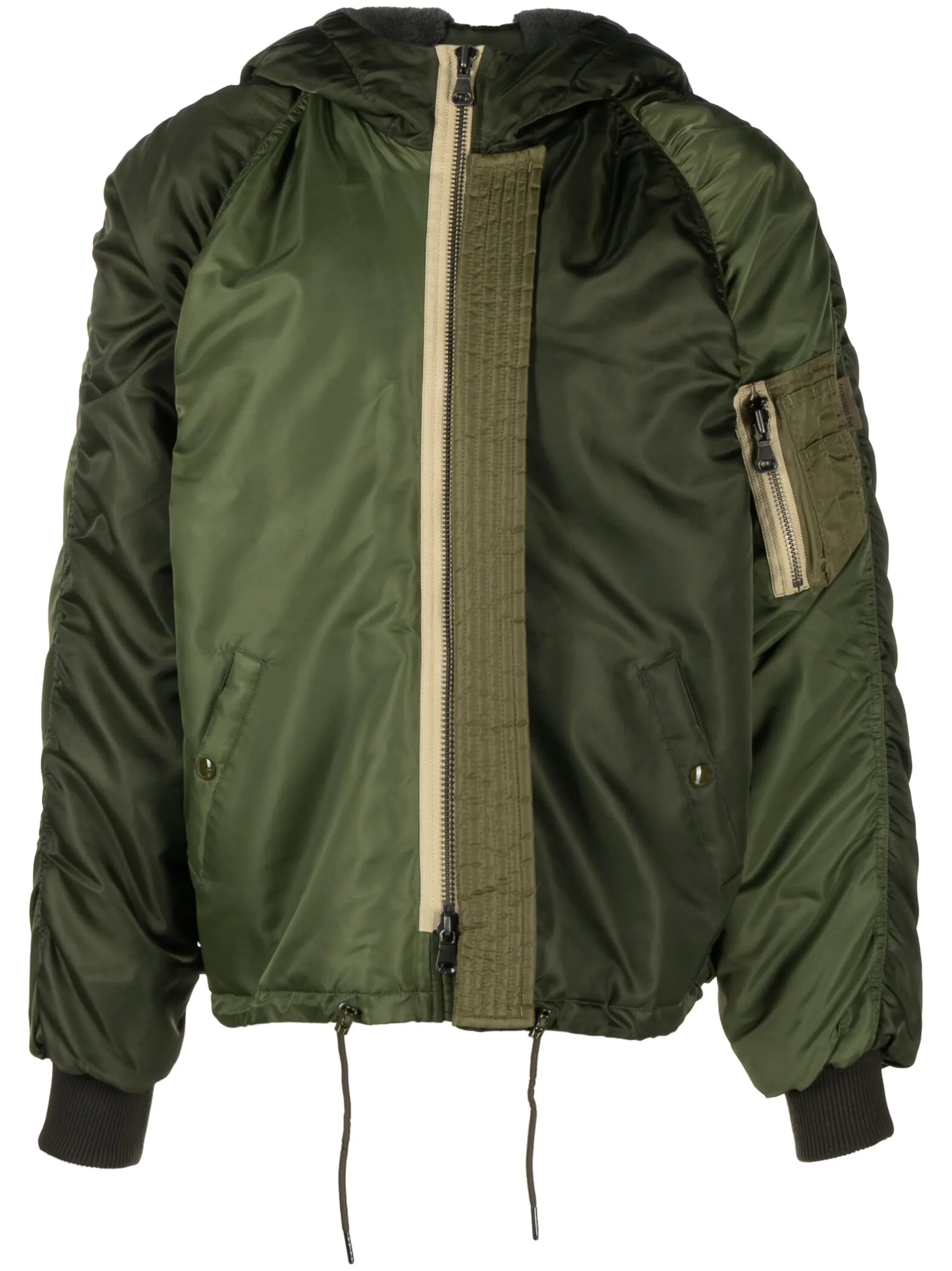 colour-block quilted bomber jacket