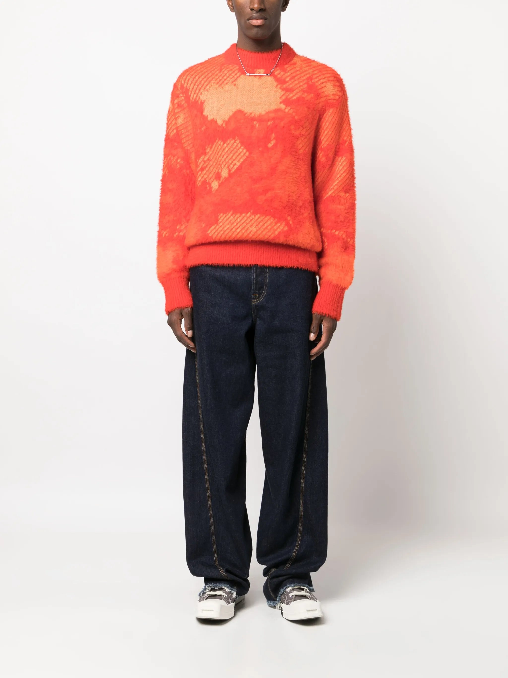 Landscape jacquard knitted jumper