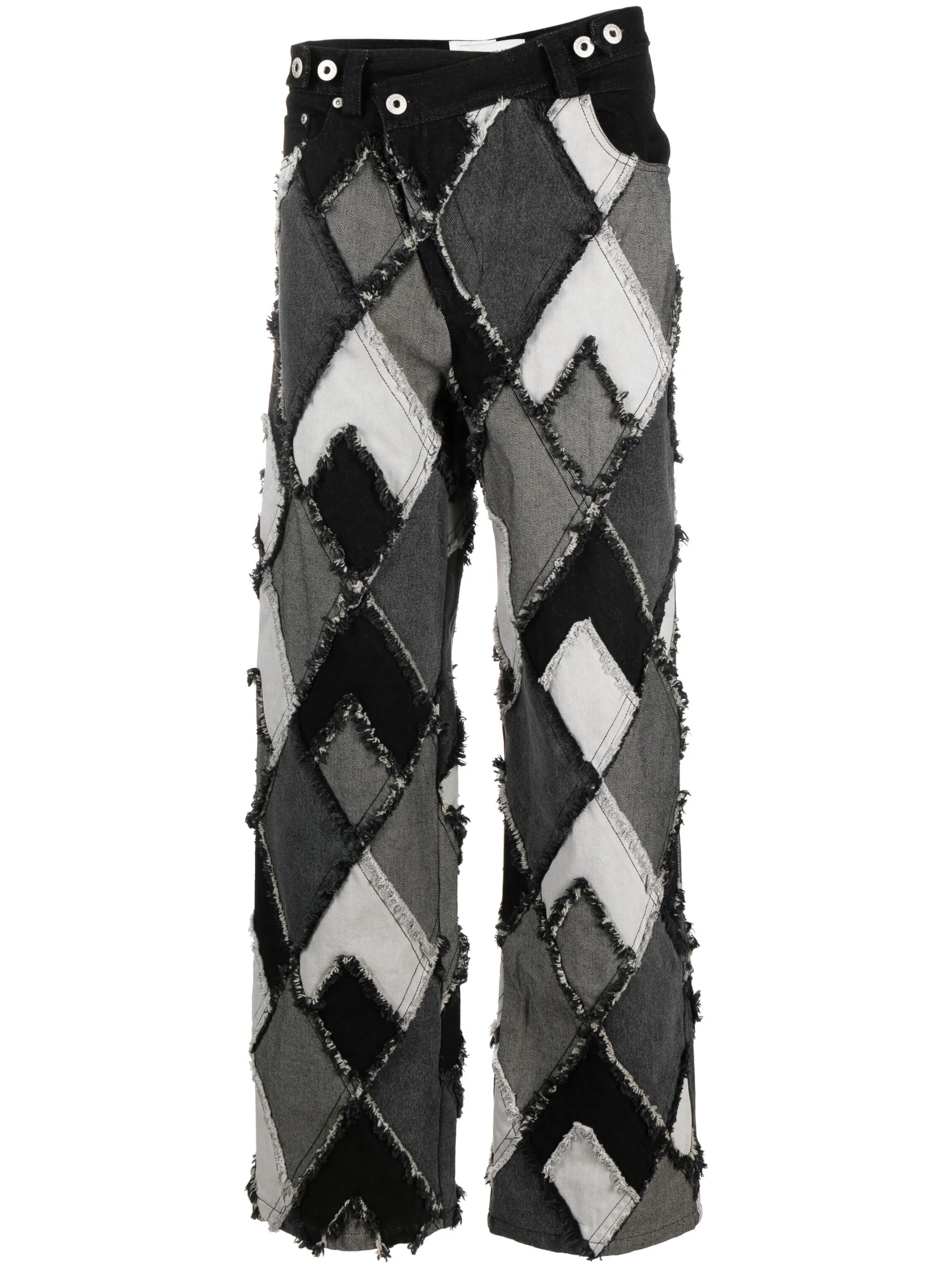 patchwork mid-rise straight-leg jeans