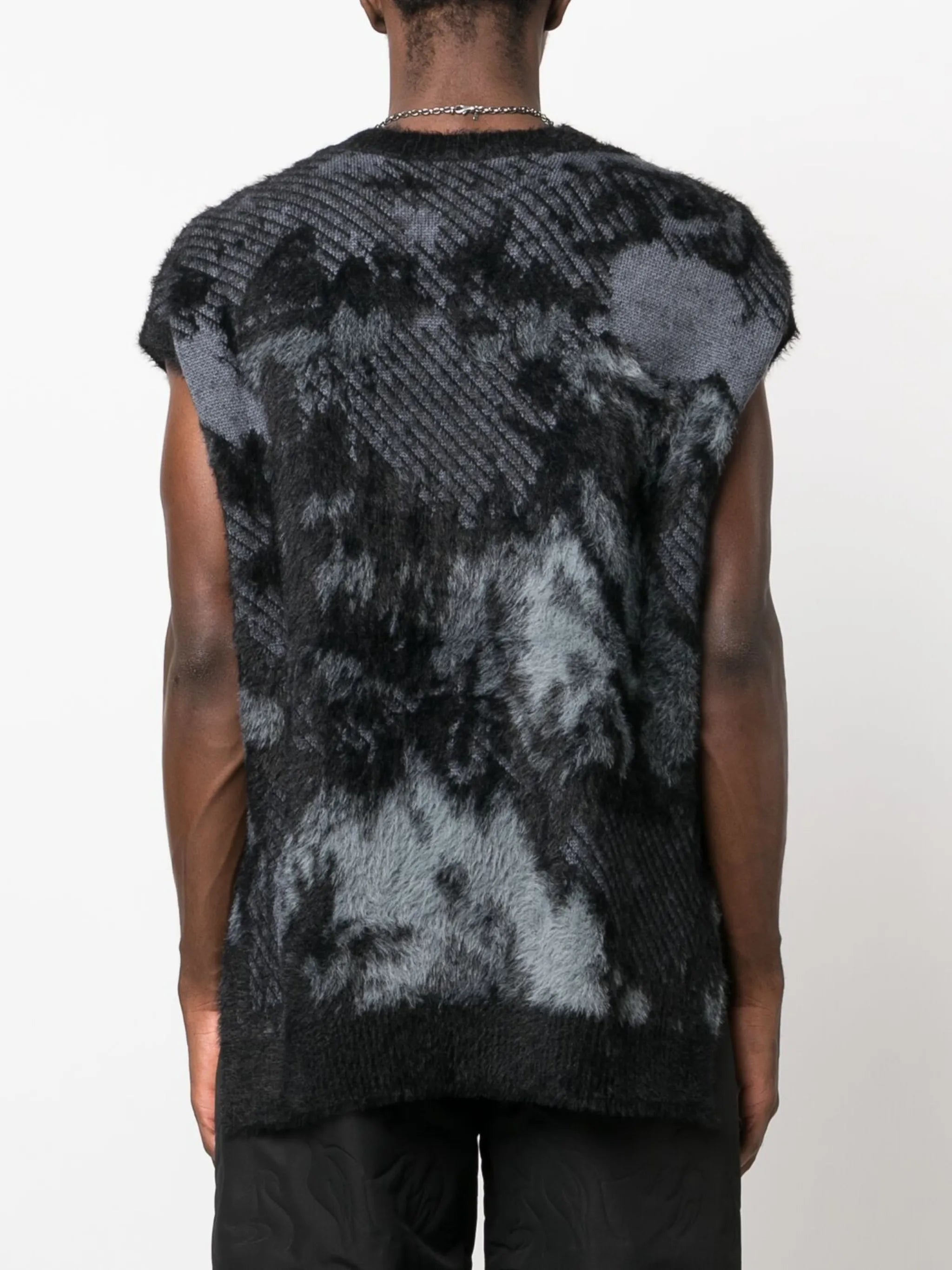 patterned jacquard sleeveless jumper