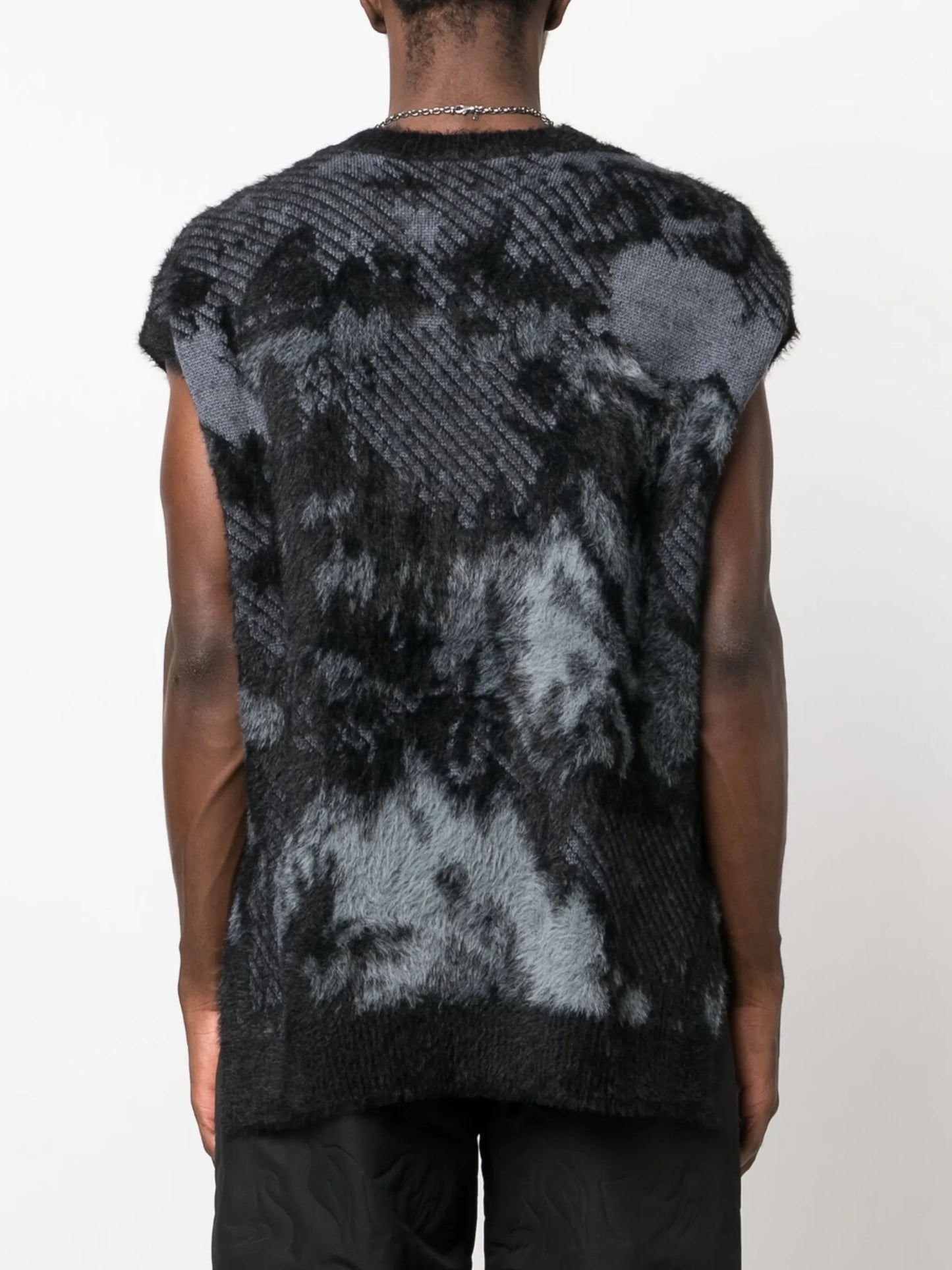 patterned jacquard sleeveless jumper