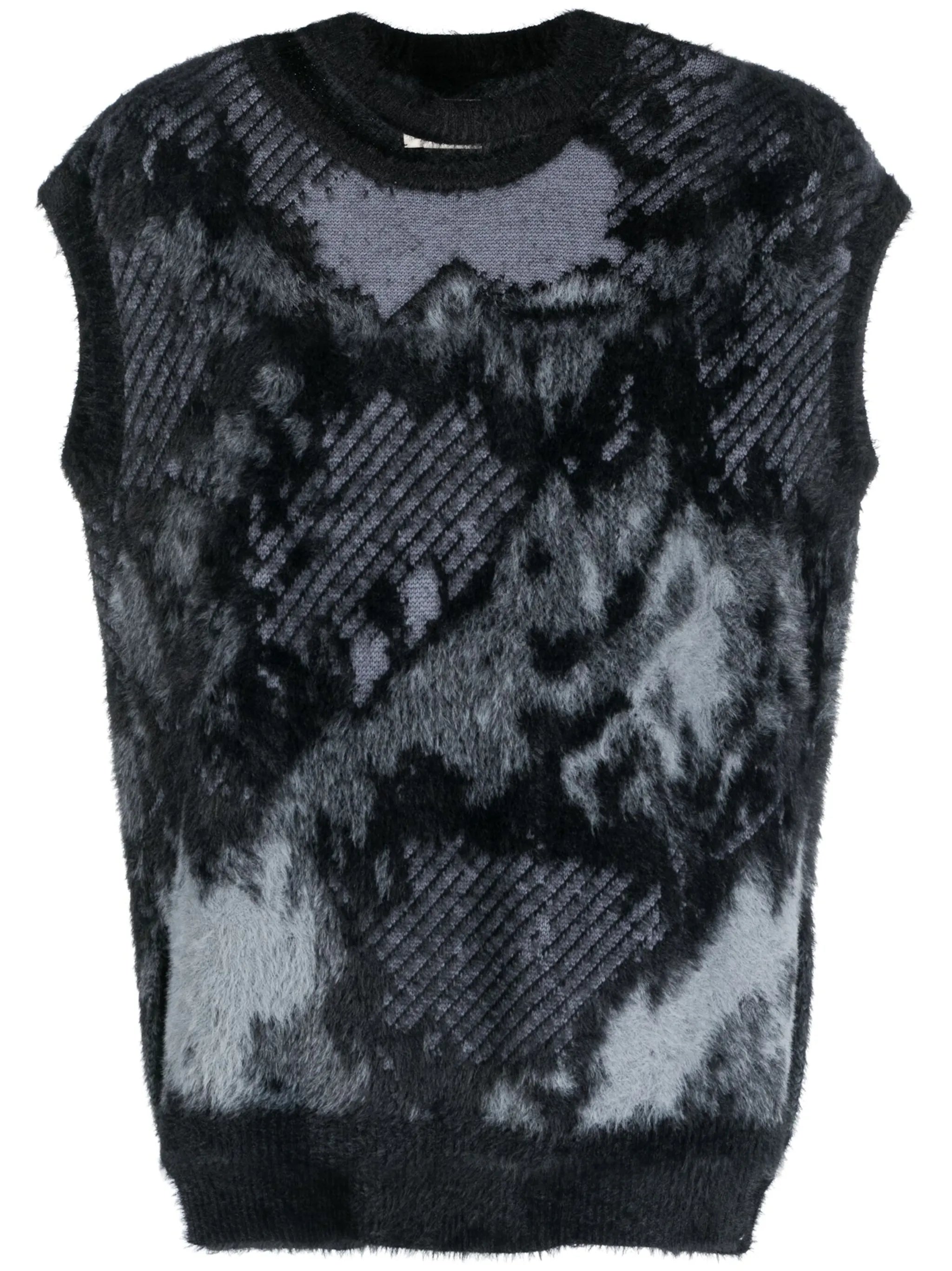patterned jacquard sleeveless jumper