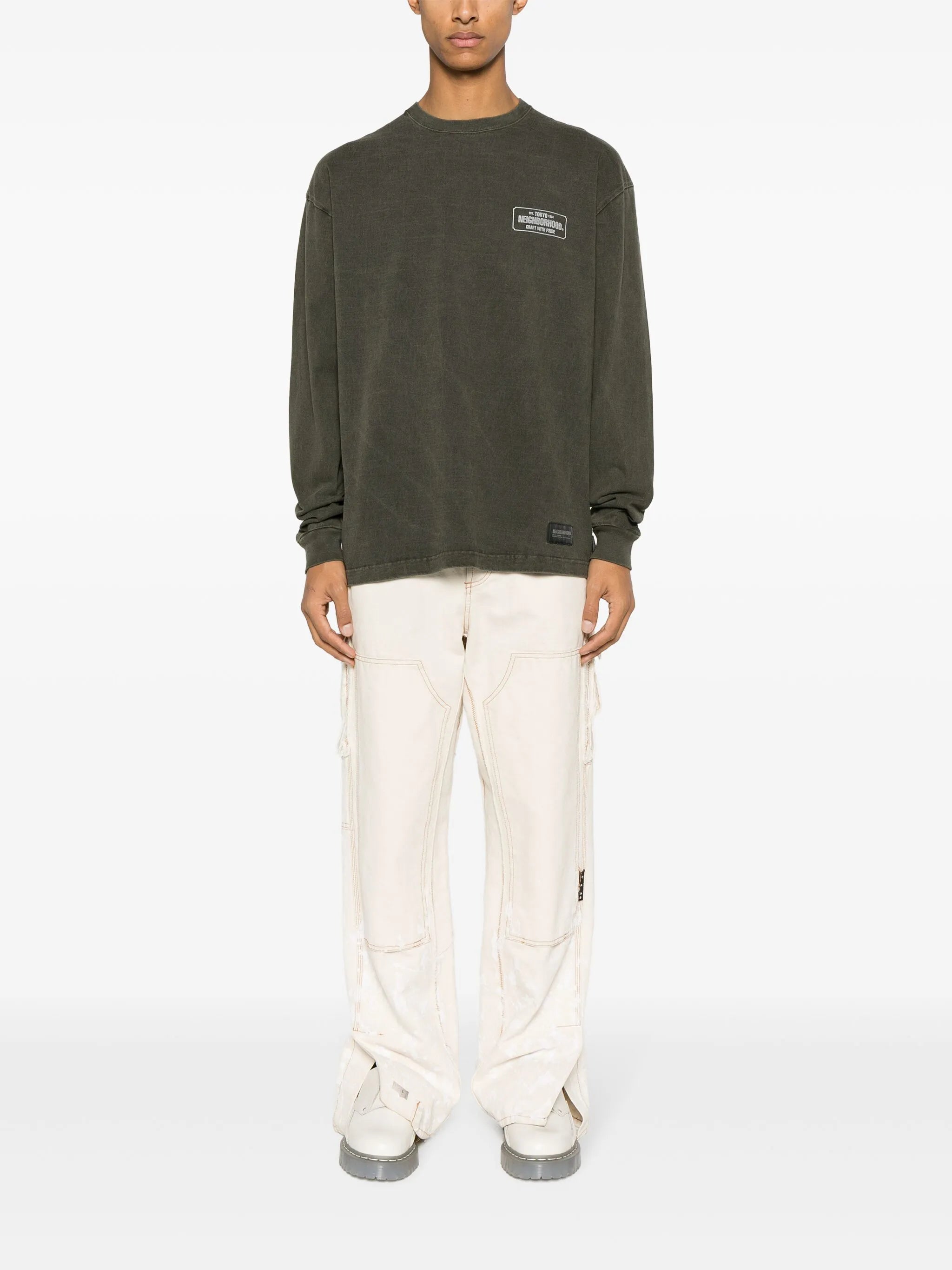 printed faded-effect cotton sweatshirt