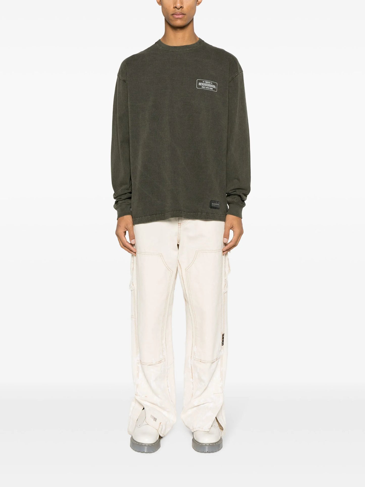 printed faded-effect cotton sweatshirt